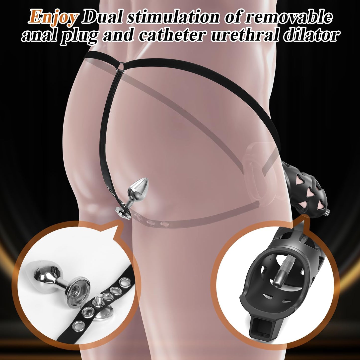 TotalControl Chastity Cage Kit – 3 Rings, Plug & Hidden Lock Set