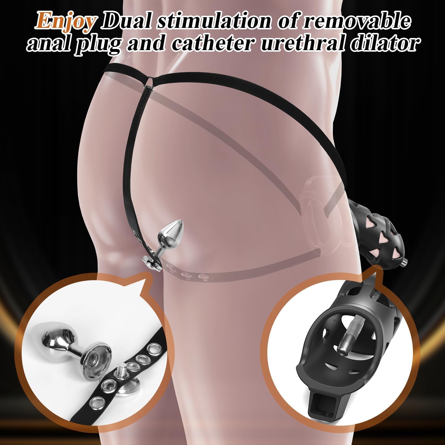 TotalControl Chastity Cage Kit – 3 Rings, Plug & Hidden Lock Set