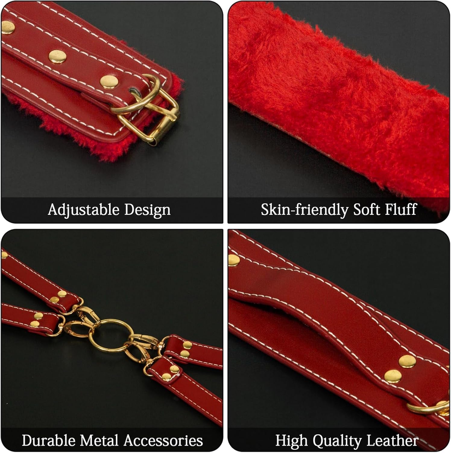 CrimsonSubmission 4-Piece BDSM Bondage Restraint Kit