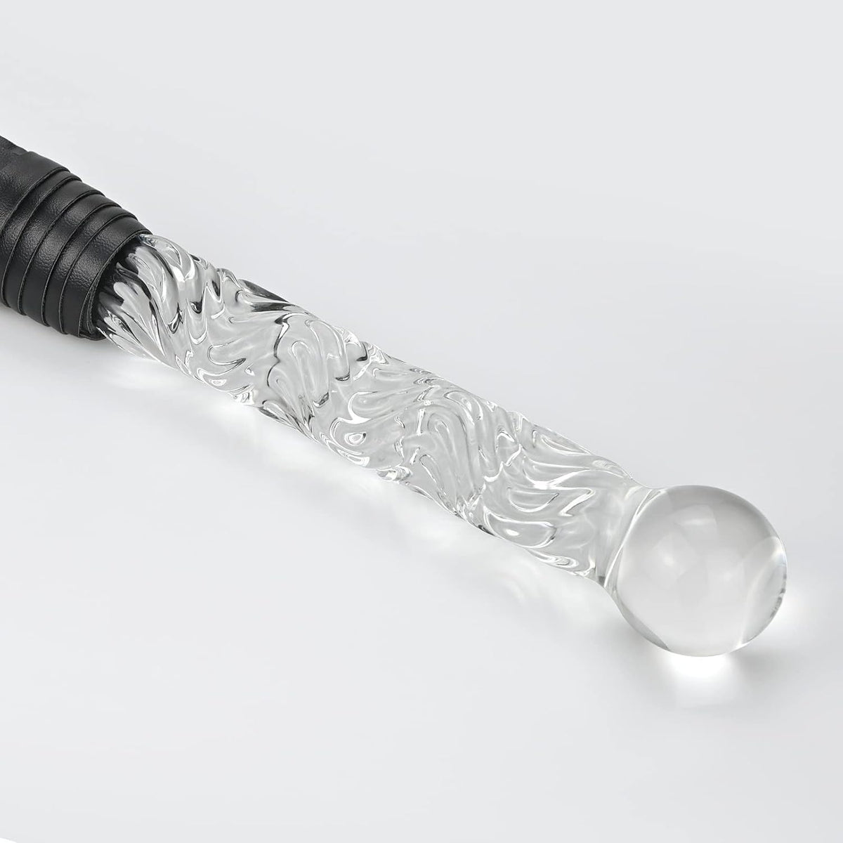 ColdShadow Leather Flogger with Glass Wand Handle for Dual Play