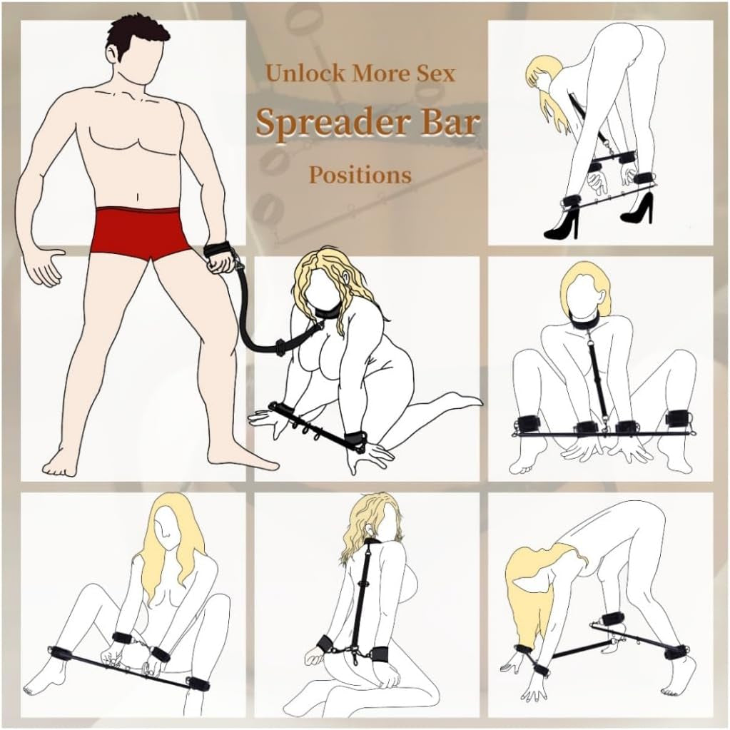 IronReign BDSM Spreader Bar, Cuffs & Collar Set