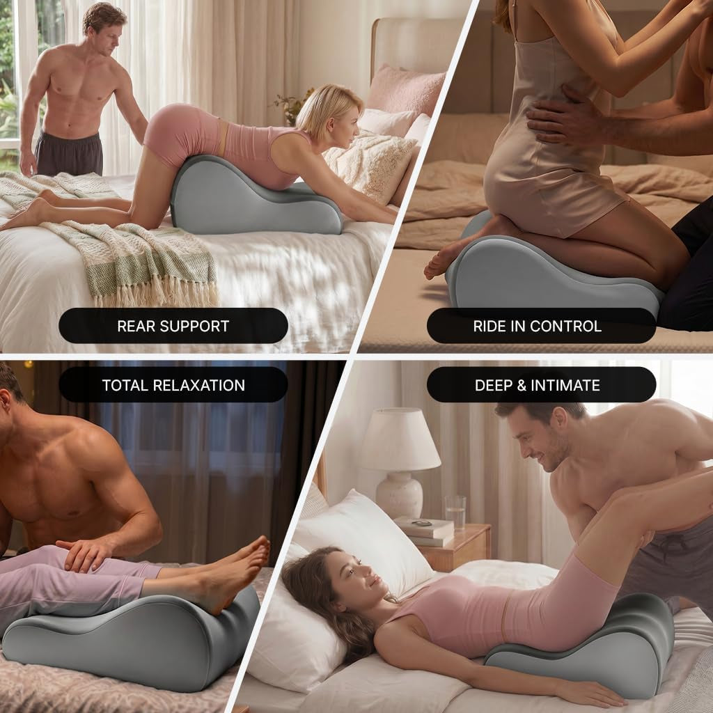 NightCrescent 27° Sex Wedge Pillow for Couples | Memory Foam Support