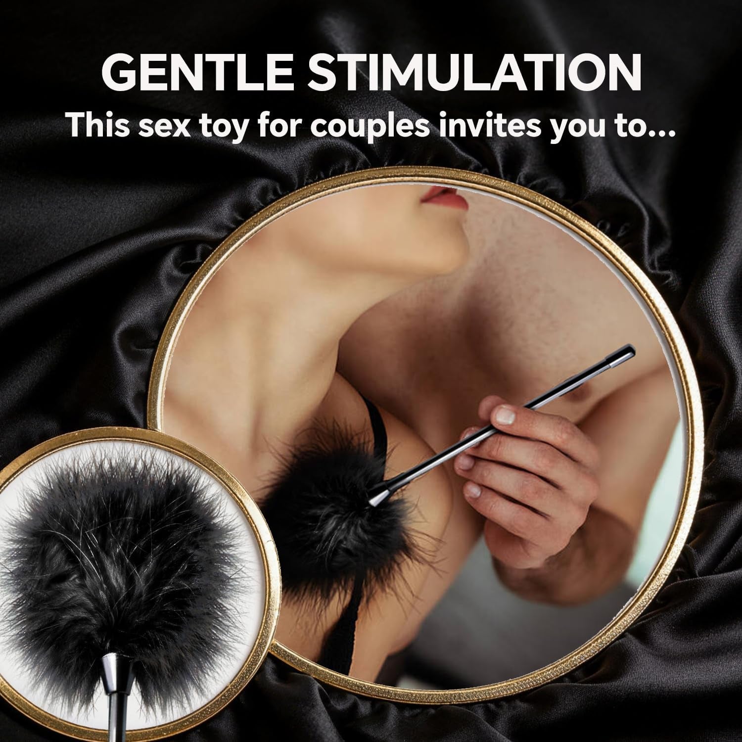 SlateBind BDSM Handcuff & Feather Tickler Set | Soft Sex Restraints