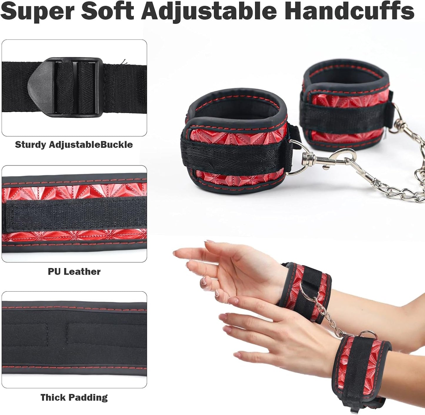 BDSM Sex Toys Set – 24" Sex Pillow with Adjustable Straps, Bondage Position Cushion for Deep Penetration, Multifunctional Foam Support Sex Furniture for Couples, Adult Toy for Men Women