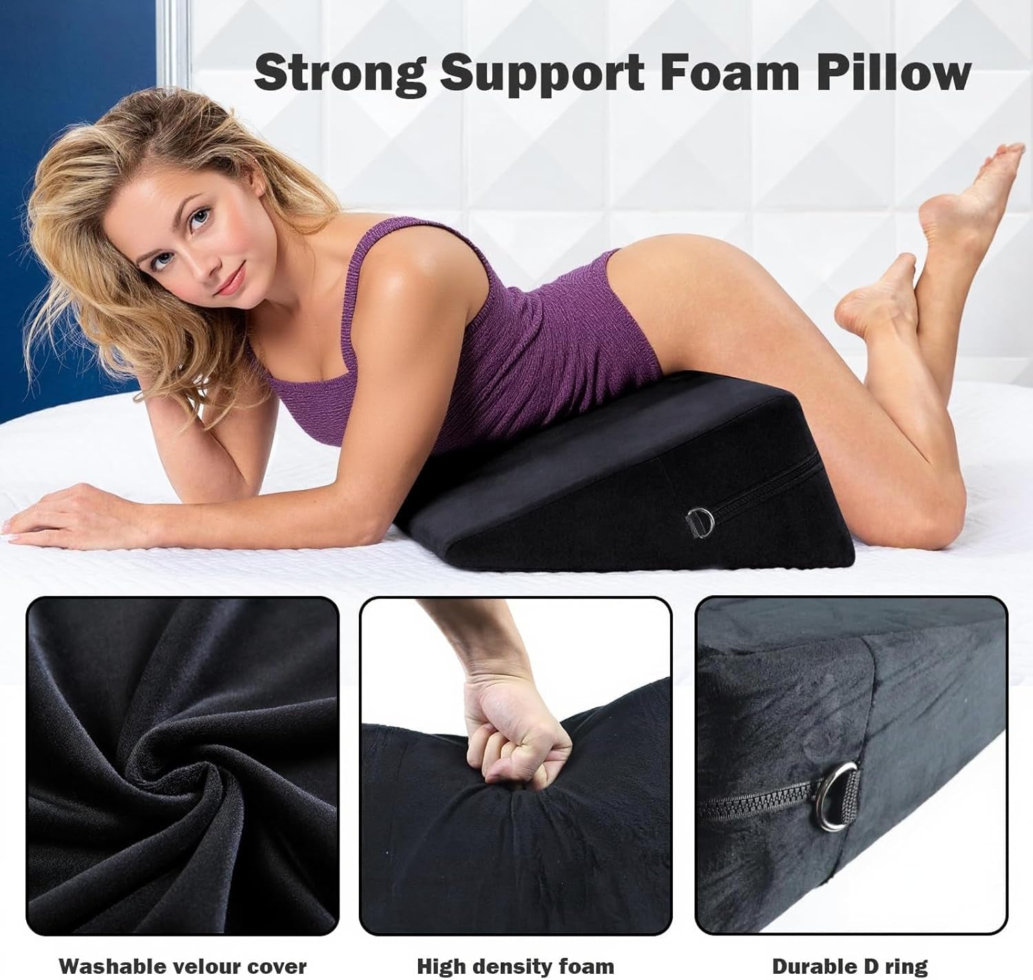 BDSM Sex Toys Set – 24" Sex Pillow with Adjustable Straps, Bondage Position Cushion for Deep Penetration, Multifunctional Foam Support Sex Furniture for Couples, Adult Toy for Men Women