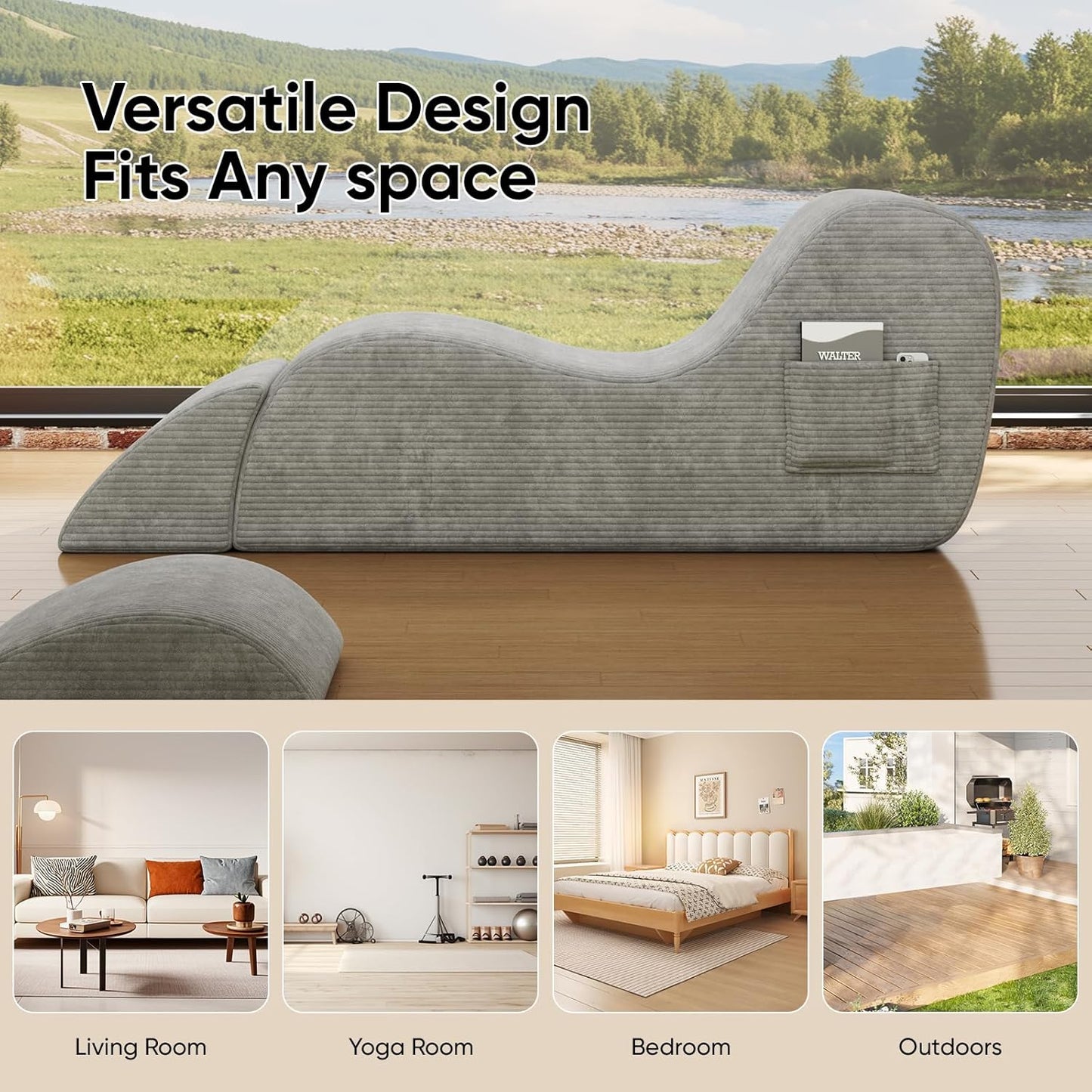 SlateSway Corduroy Sex Chaise Lounge Chair 