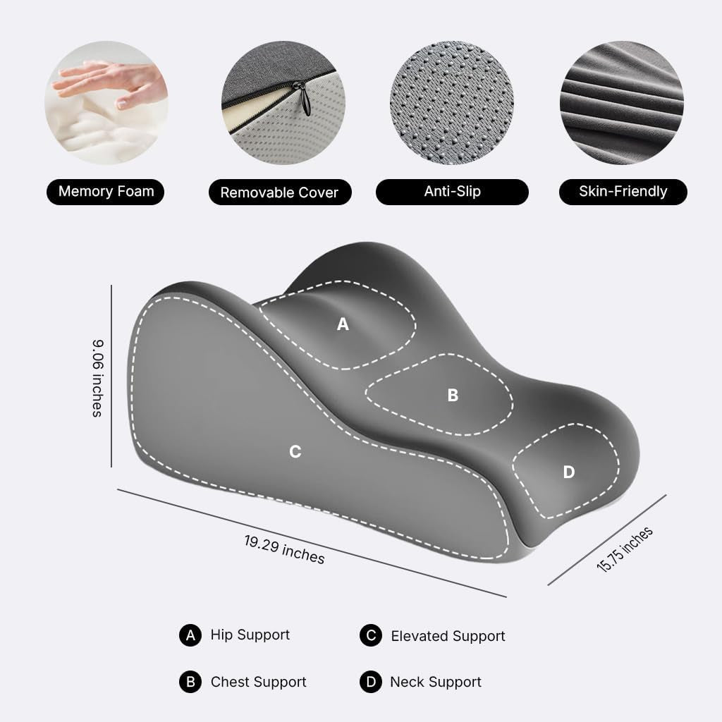 NightCrescent 27° Sex Wedge Pillow for Couples | Memory Foam Support