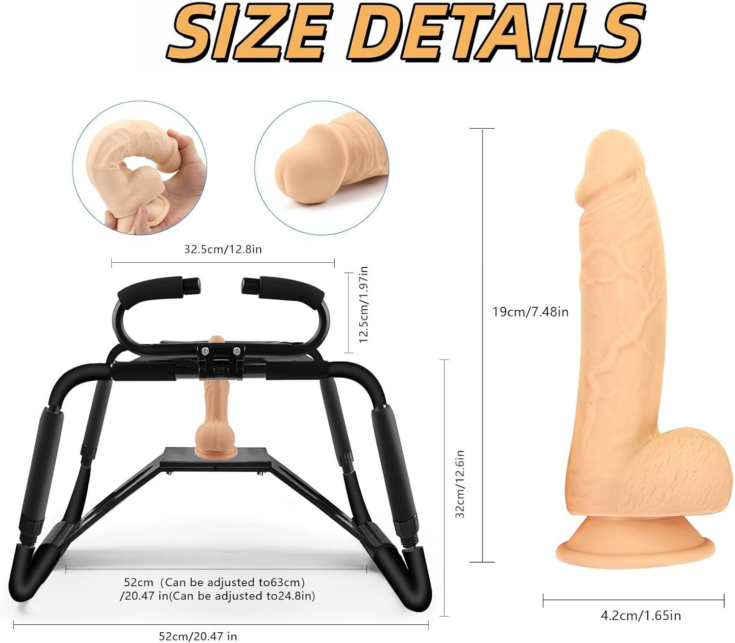 Sex Chair Adjustable Height Sex Furniture, Sex Multifunction Position Chair with Adjustable Handrail and Realistic Dildo, Sex Bench BDSM Novelty Dildo Mount Holder for Couples Festival Gifts