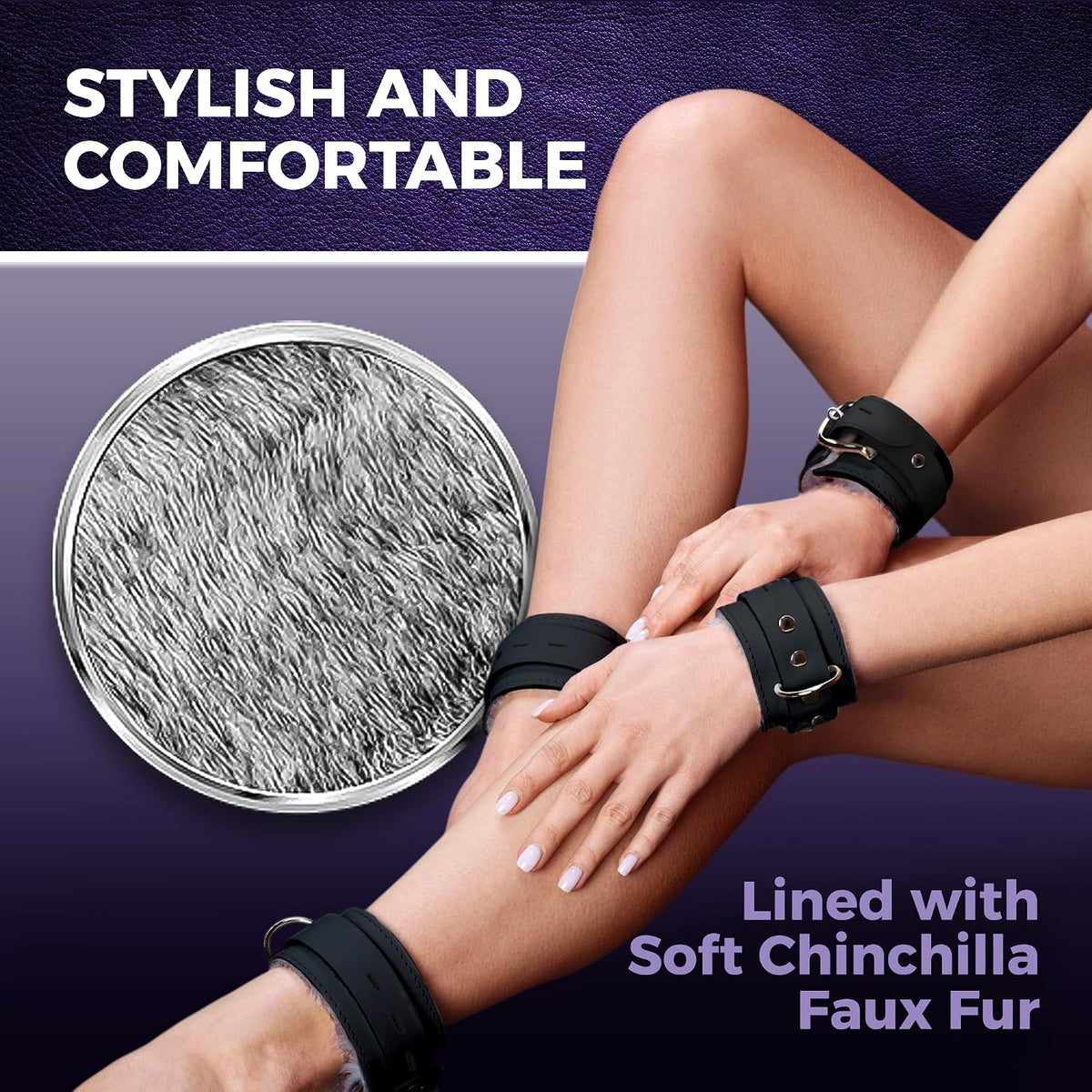SableChain Premium BDSM Fur-Lined Leather Cuffs Set