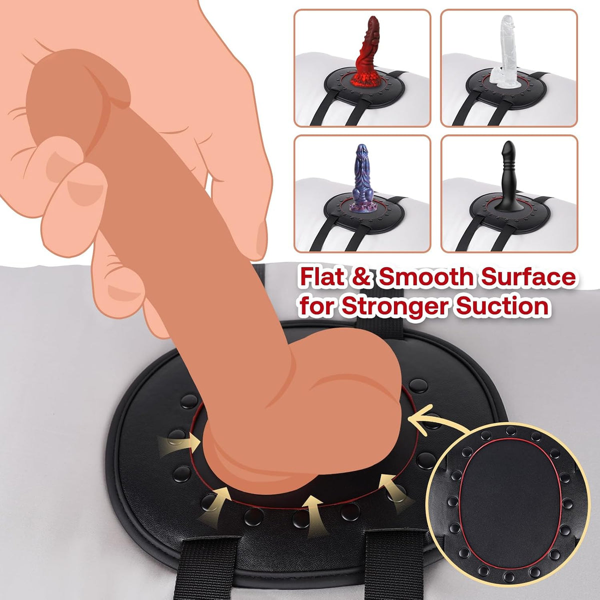 NoirPlate Suction Cup Dildo Mount with Adjustable Straps for Hands-Free Play
