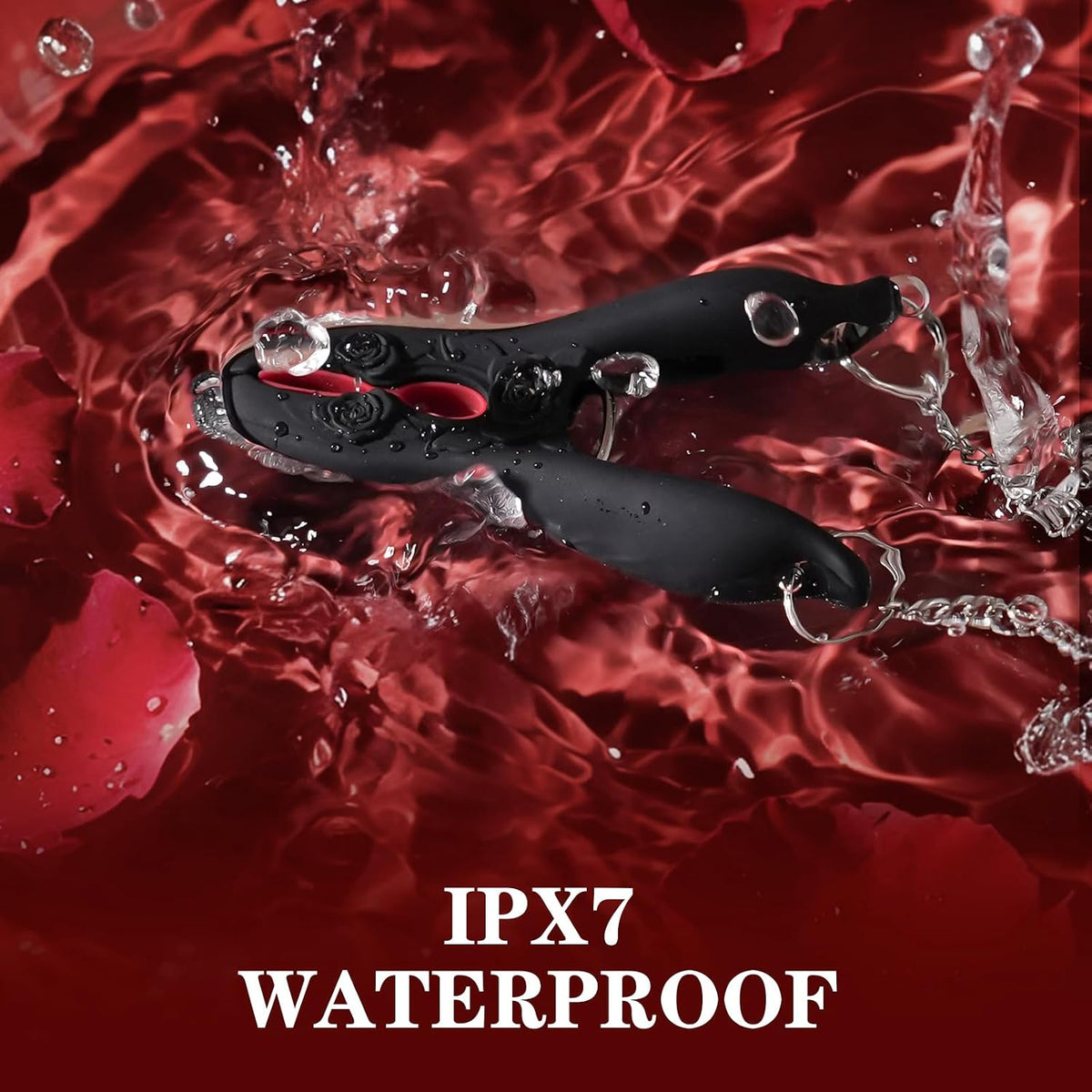 BlackRose BDSM Nipple Clamps with Silicone Pads and Metal Chain