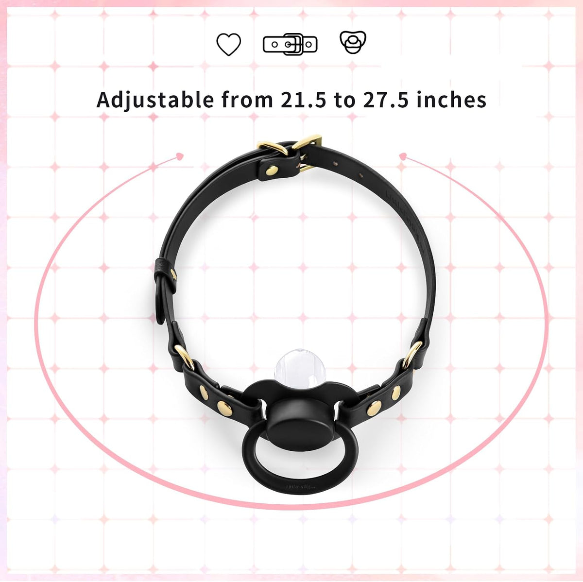 Leather Adjustable Strap Gen II Pacifier & Gag Set Black