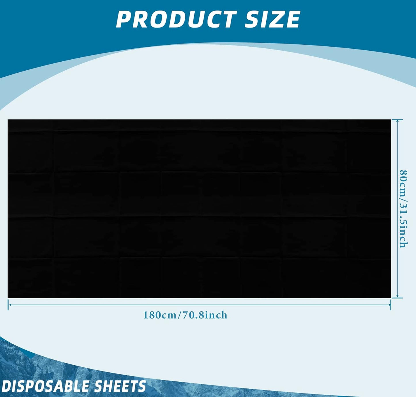 50 Pieces 31 X 70 Inches Disposable Bed Sheets Bed Cover Massage Table Sheet Non-Woven Fabric for Spa, Lash, Beauty Salon, Waxing, Hotels(Black)