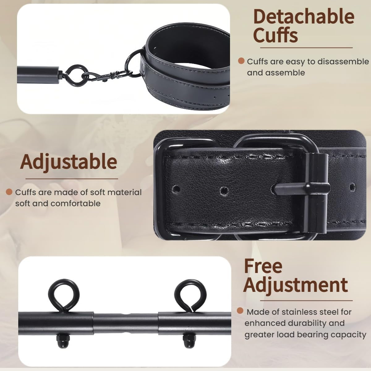 IronReign BDSM Spreader Bar, Cuffs & Collar Set