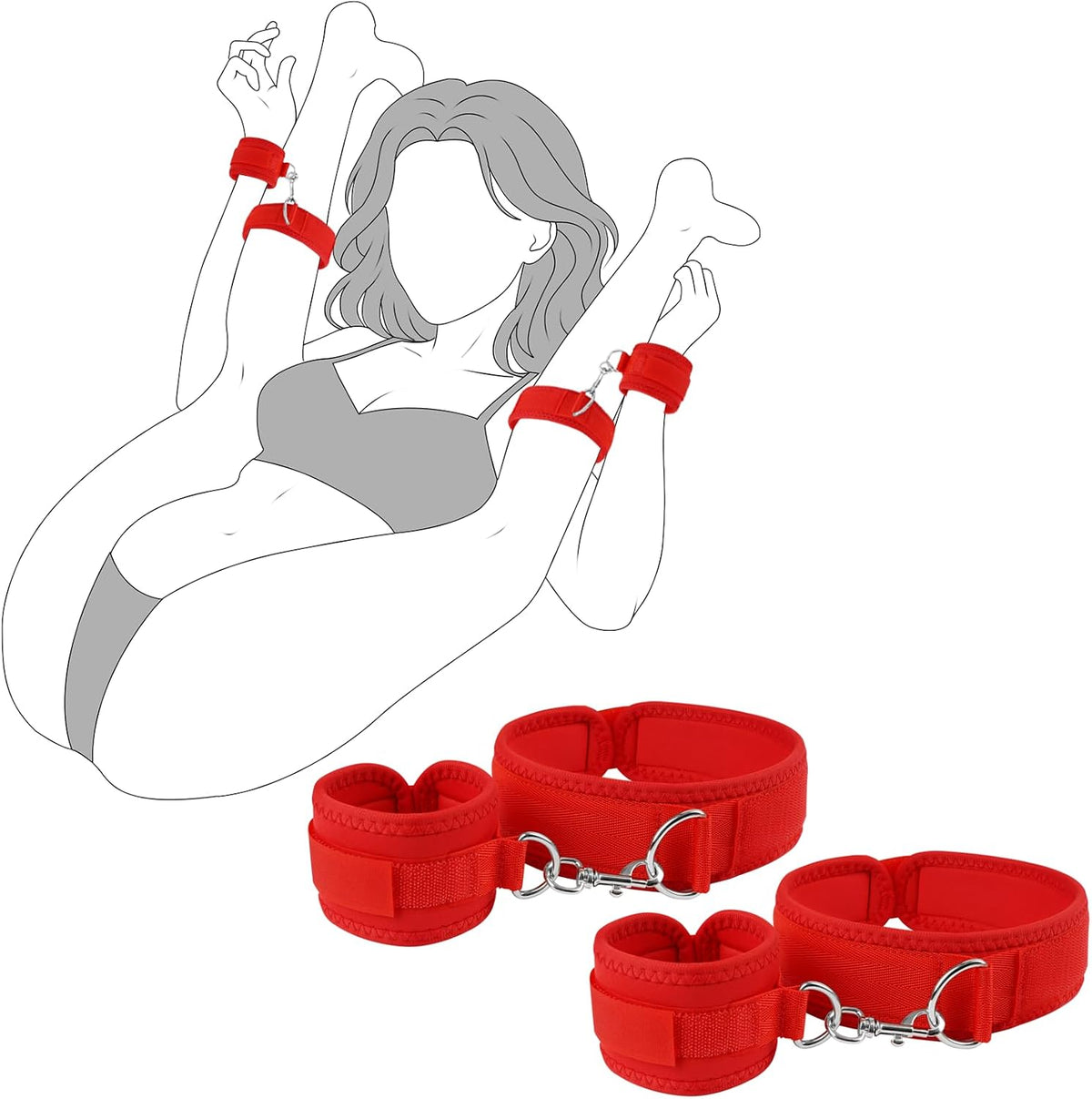 NightCrave All Red Wrist & Thigh Cuff Set