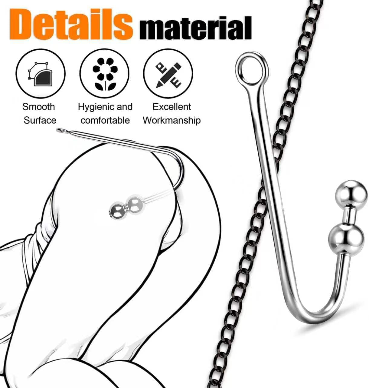 BDSM Adult Anal Hook Sex Bondage Restraints Set， Couples Sex Toys with Leather Chain Leash Collar, Metal Anal Trainer and Adjustable Harness BDSM Kit Adult Sex Toys for Men or Womens
