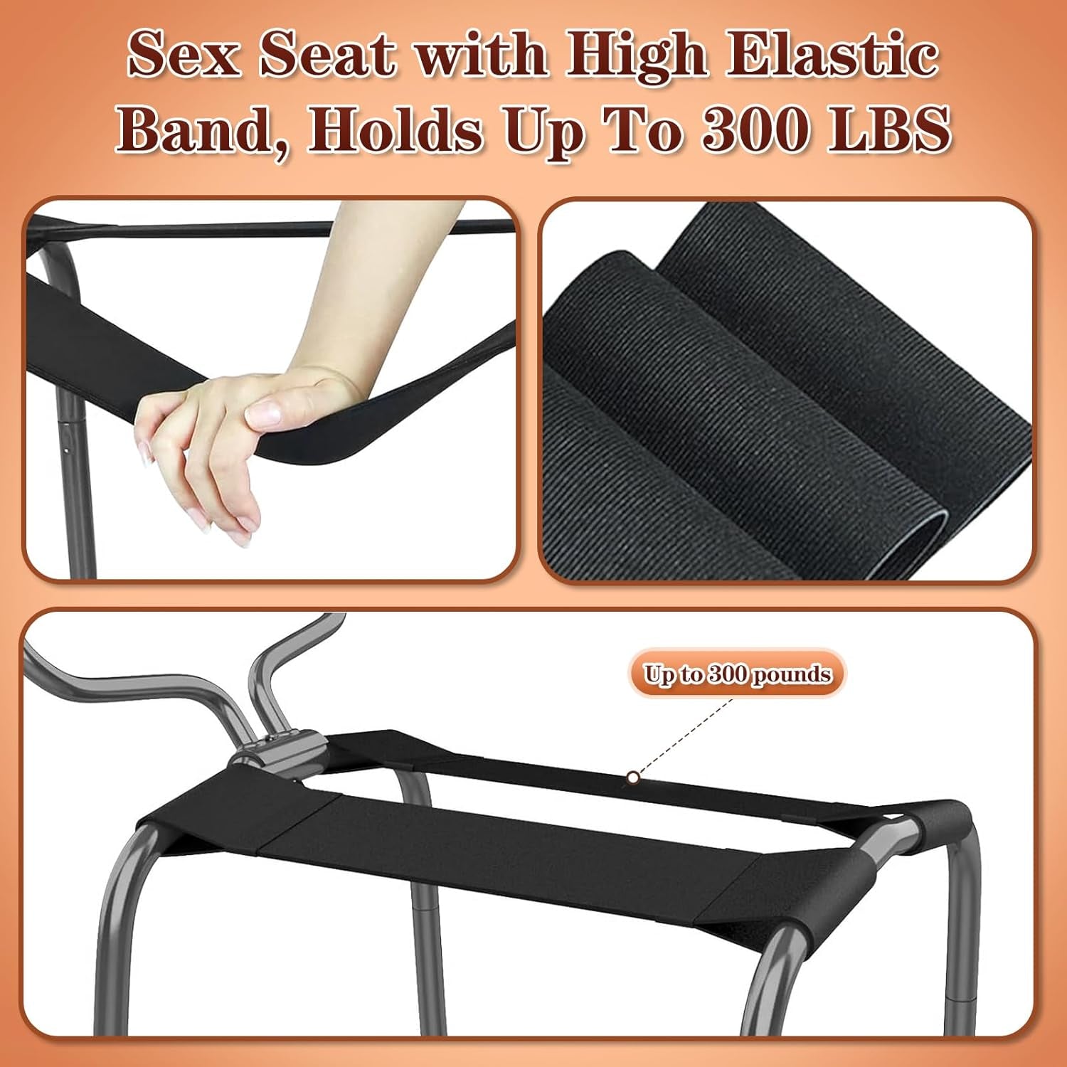 Adjustable Sex Chair, Sex Furniture for Adults with Soft Padded Seat & Elastic Straps, Versatile Sex Position Chair for Bedroom Fun, Portable Sex Stool & Sex Couch for Deeper Pleasure