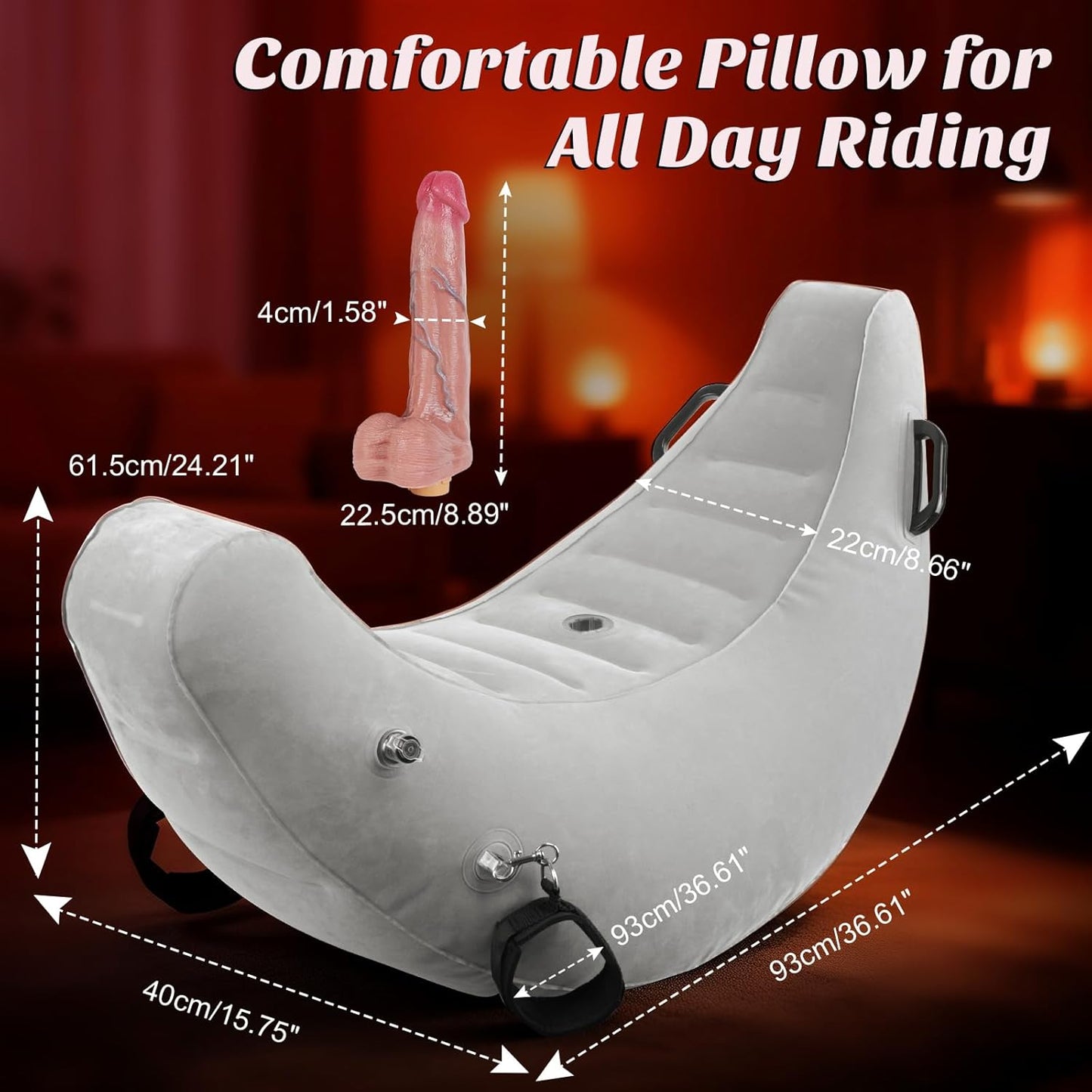 Sex Pillow BDSM Toys, Dildo Vibrator with Thrusting & Vibrating, Boat-Swinging Inflatable Position Cushion with Bondage Cuffs, Sex Chair Sofa Furniture for Bedroom Couples