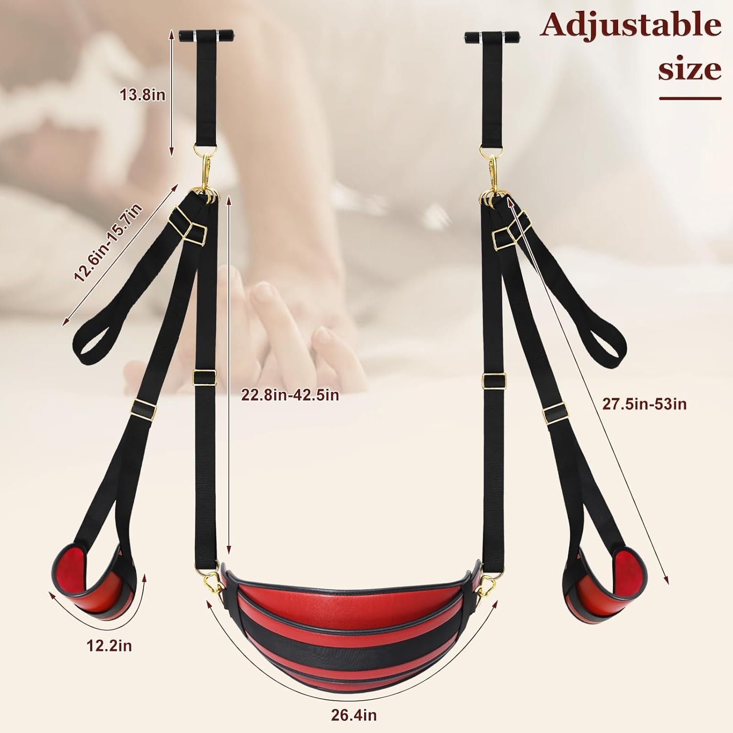 Sex Swing Door BDSM Bondage Thigh Restraints with Adjustable Sex Straps Hardware Buckle Leather Soft Plush Kinky Adult Sex Toys for Men Women Couples