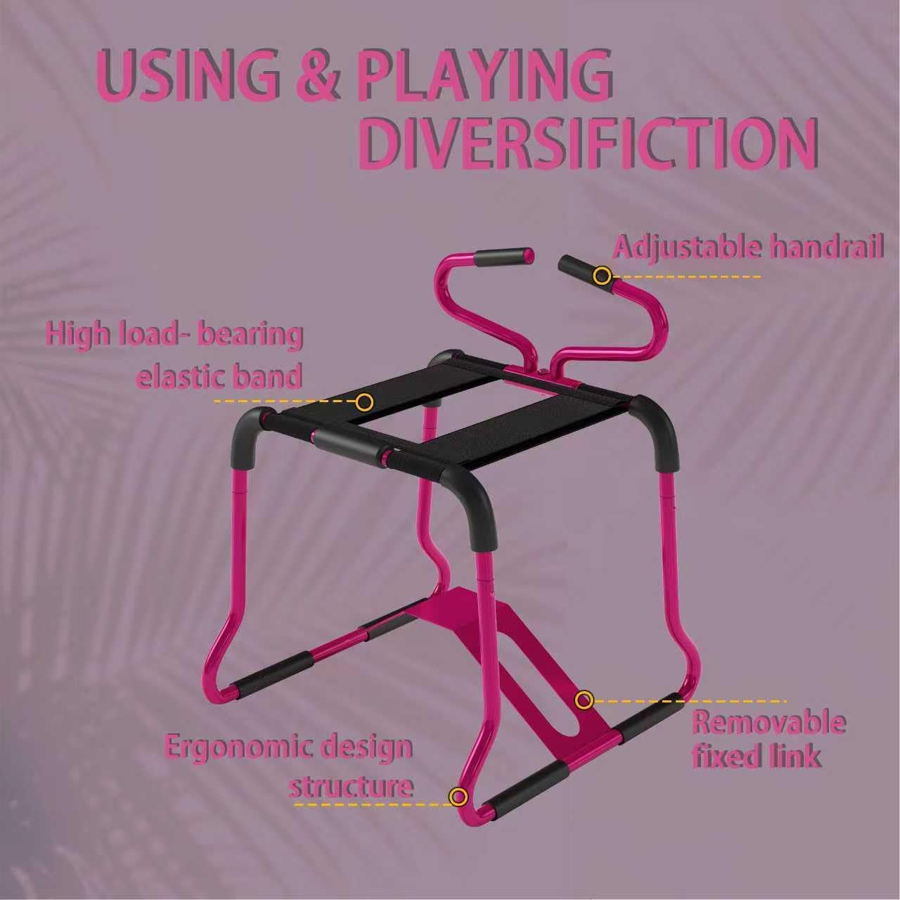 RoséLift Rose Pink Sex Chair with Handrails