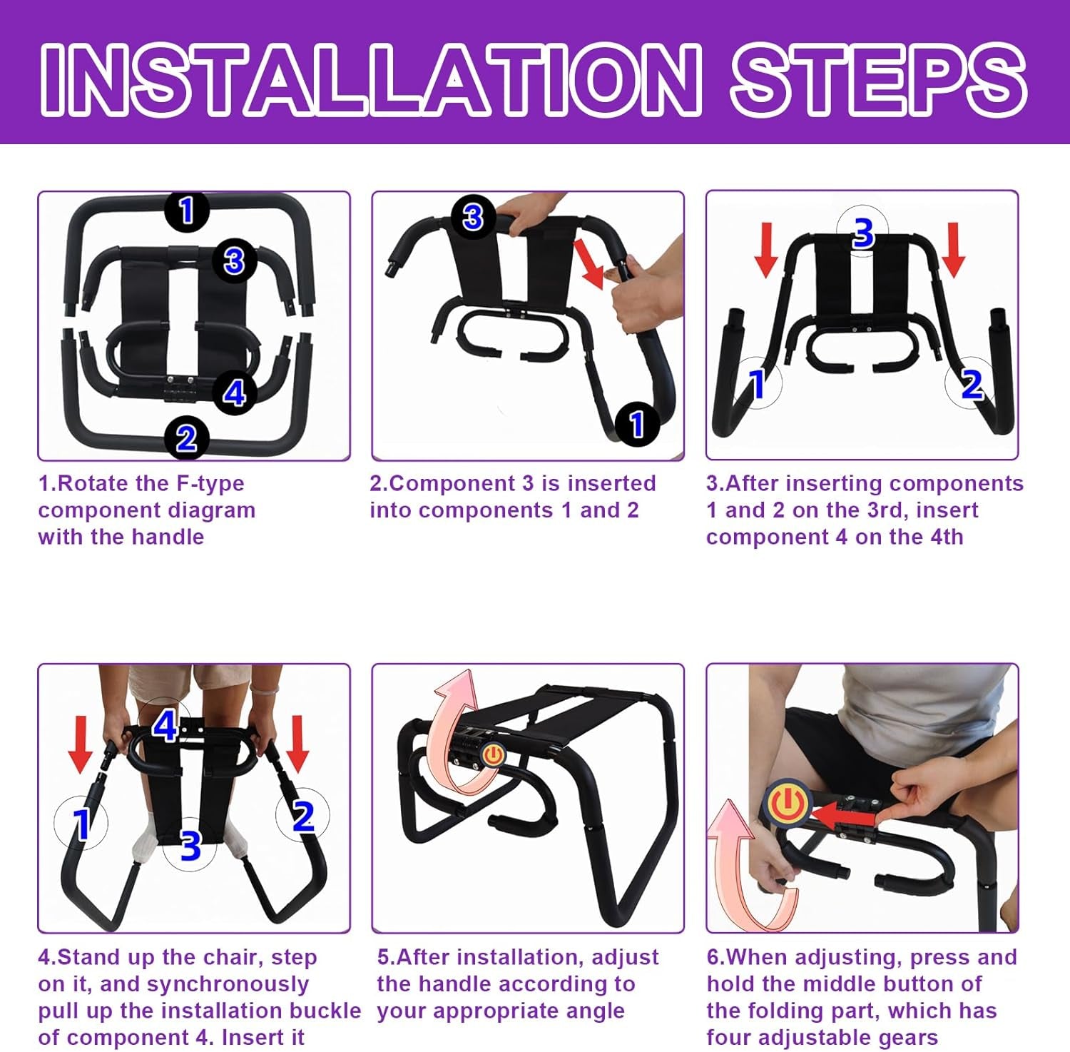 Sex Chair with Handles & Elastic Straps – Adjustable Bouncing Love Chair for Couples, Multifunctional Position Aid Stool, Easy to Assemble, Portable Intimate Furniture for Women and Men