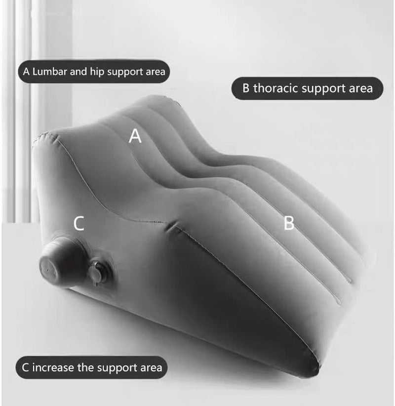 Intimacy Pillow for Couples - Inflatable Wedge Cushion, Sex Furniture Support with Travel Bag, Hip Positioning Pillow for Bed & Outdoor Use (Grey)