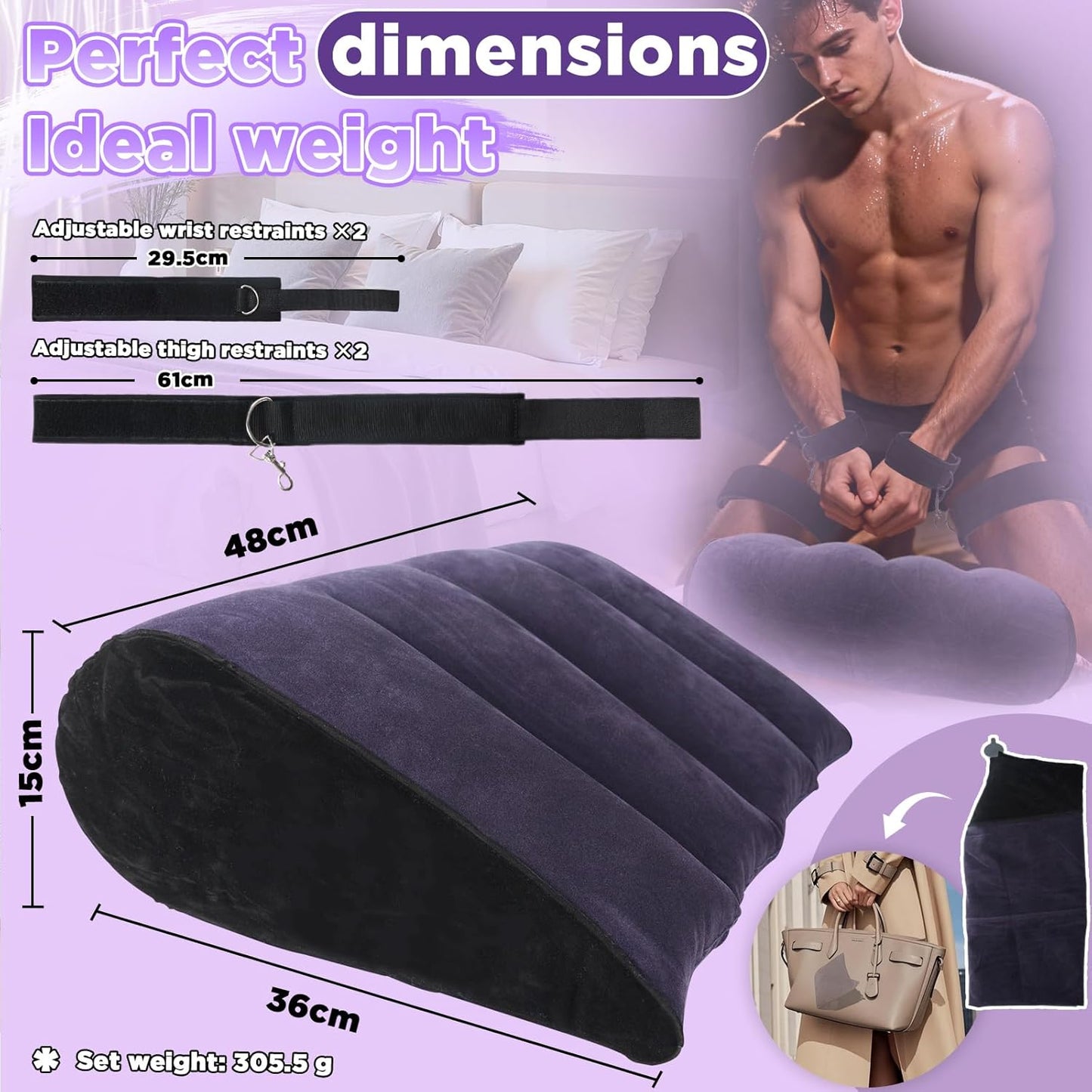 MidnightTether Inflatable Sex Wedge with Cuffs