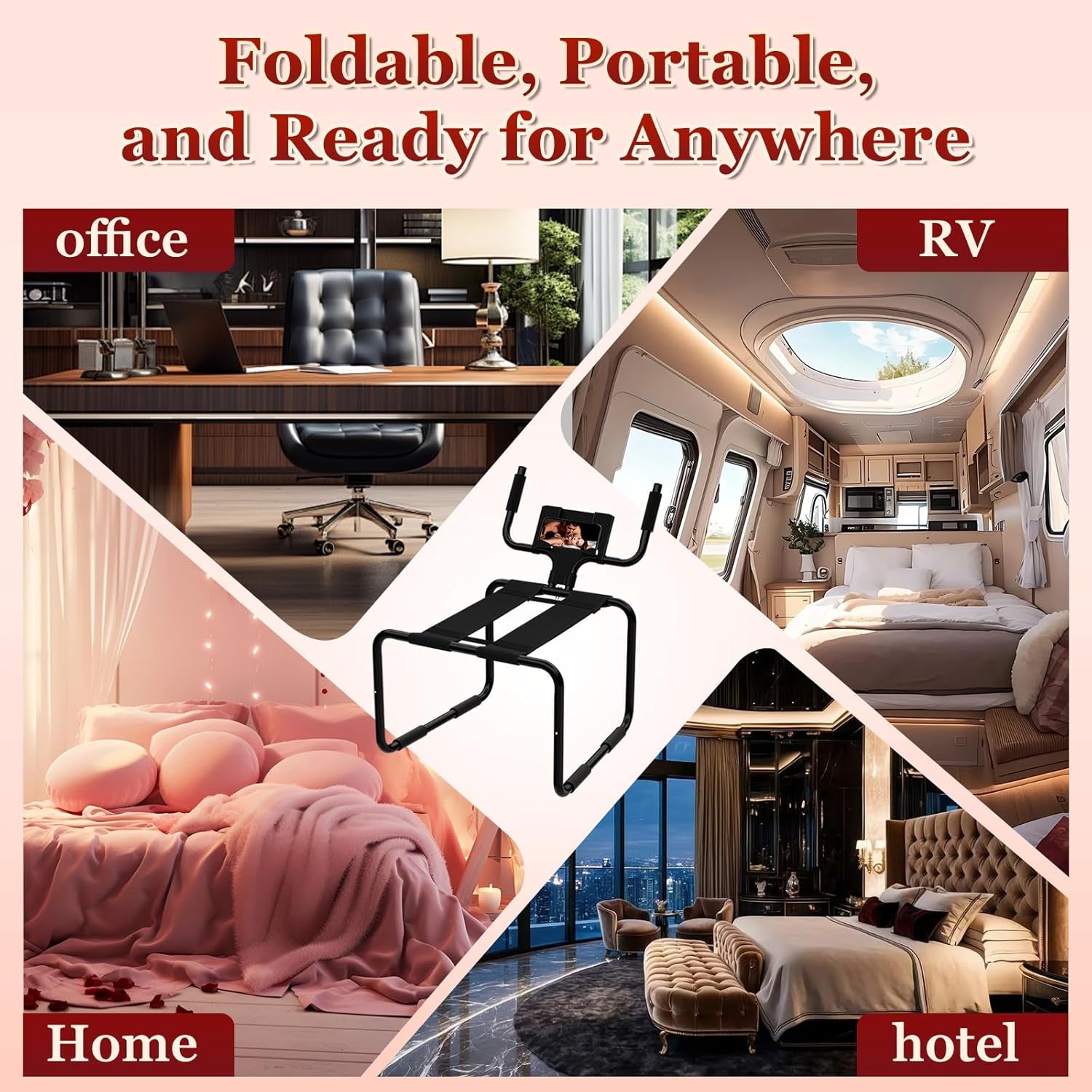 Multifunction Sex Position Enhancer Chair, Sex Stool with Adjustable Handrail&Phone Stand, Easy to Assemble, 350Lbs Weight Capacity, Sex Position Aid Bounced Sex Toys Furniture for Couples Women Men