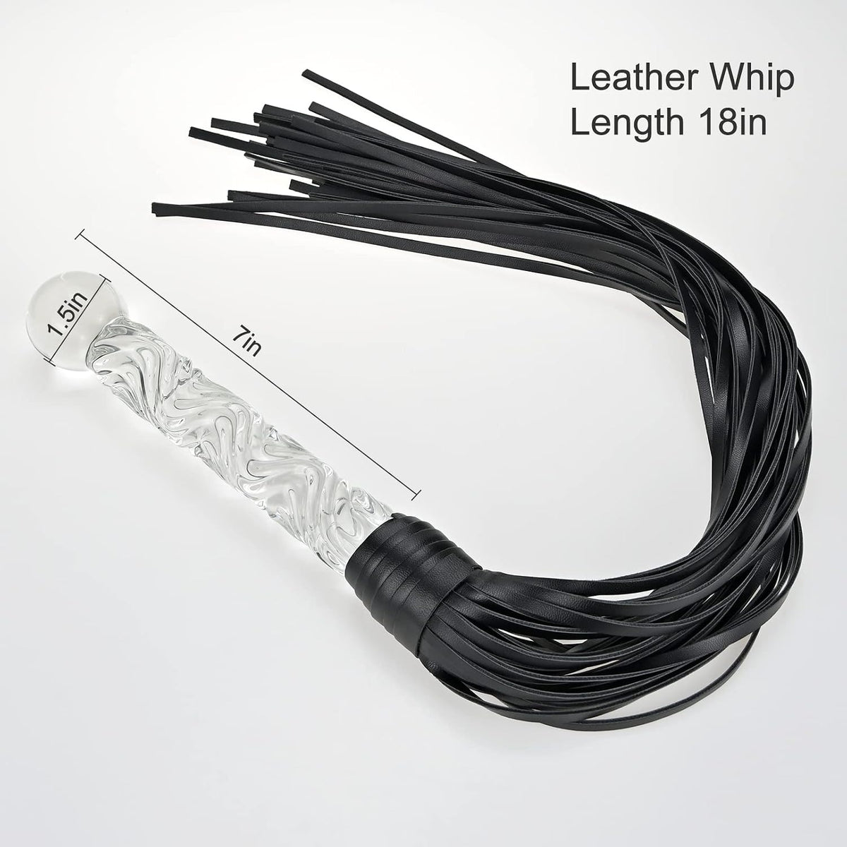 ColdShadow Leather Flogger with Glass Wand Handle for Dual Play