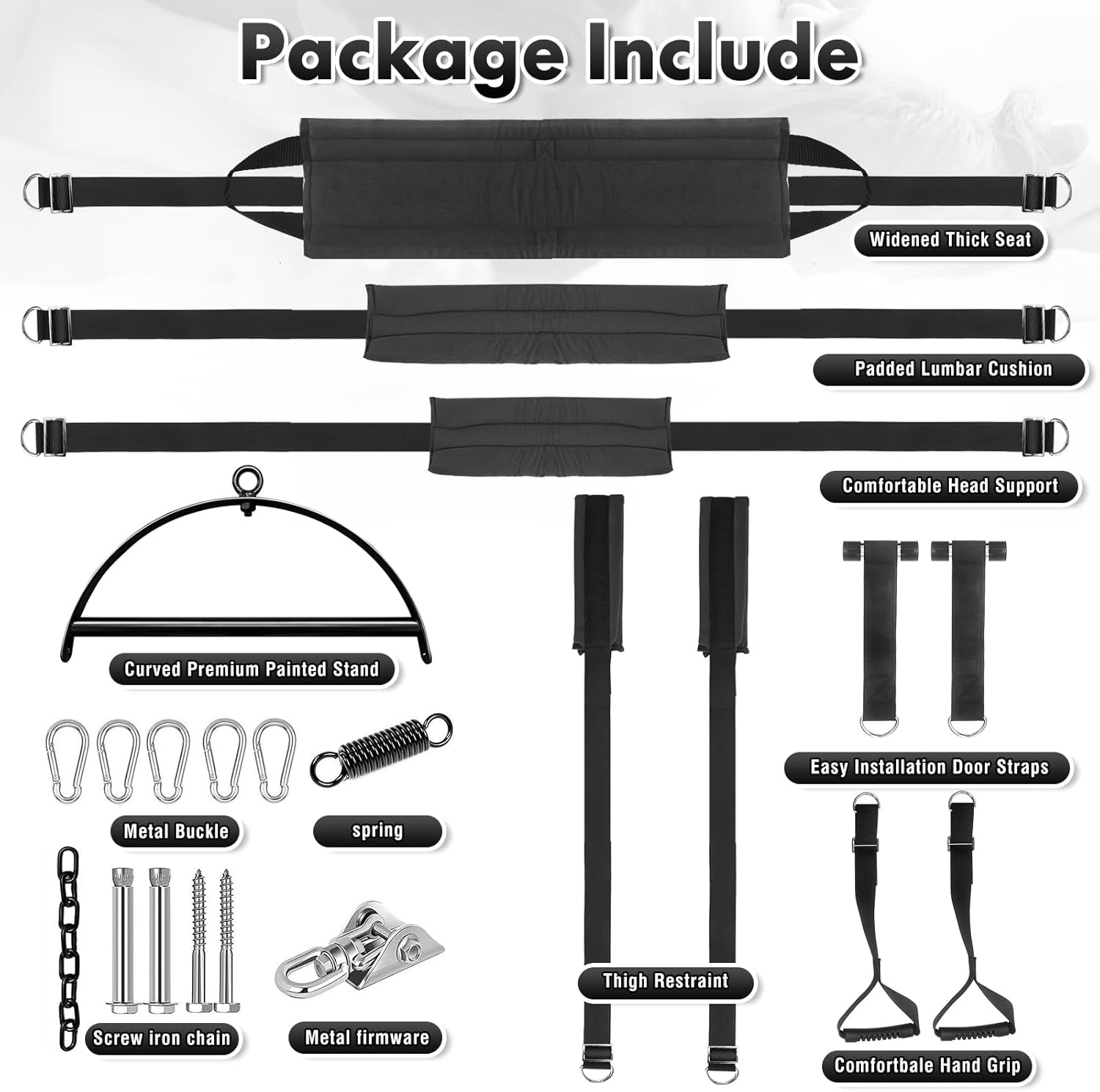 Sex Swing for Couples, 2-In-1 Door & Ceiling Sex Toys with 360° Rotation, Widened Padded Seat & Adjustable Straps for Ultimate Support (Black)