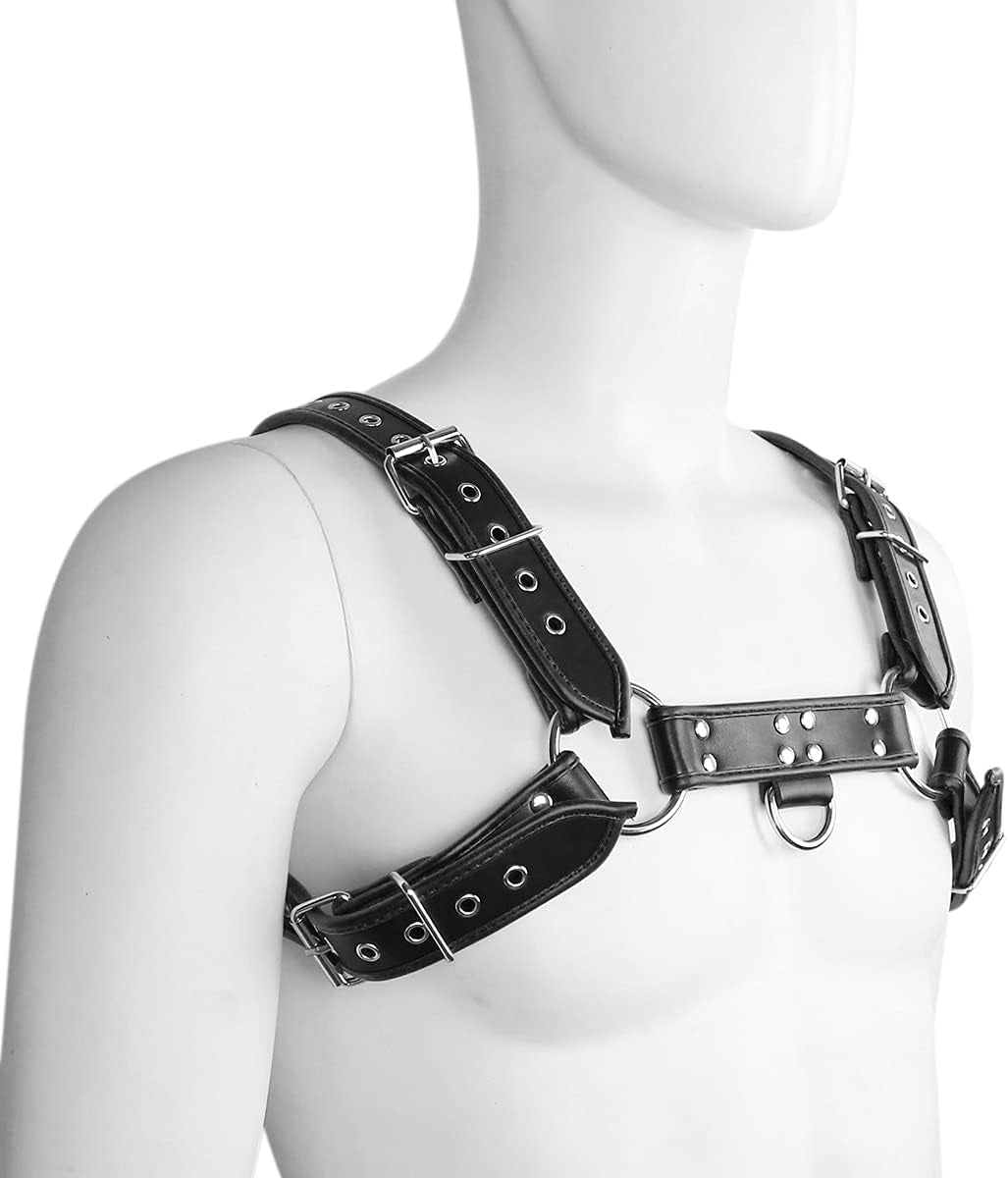 ApexSilhouette Men's BDSM Leather Chest Harness | Adjustable Fit