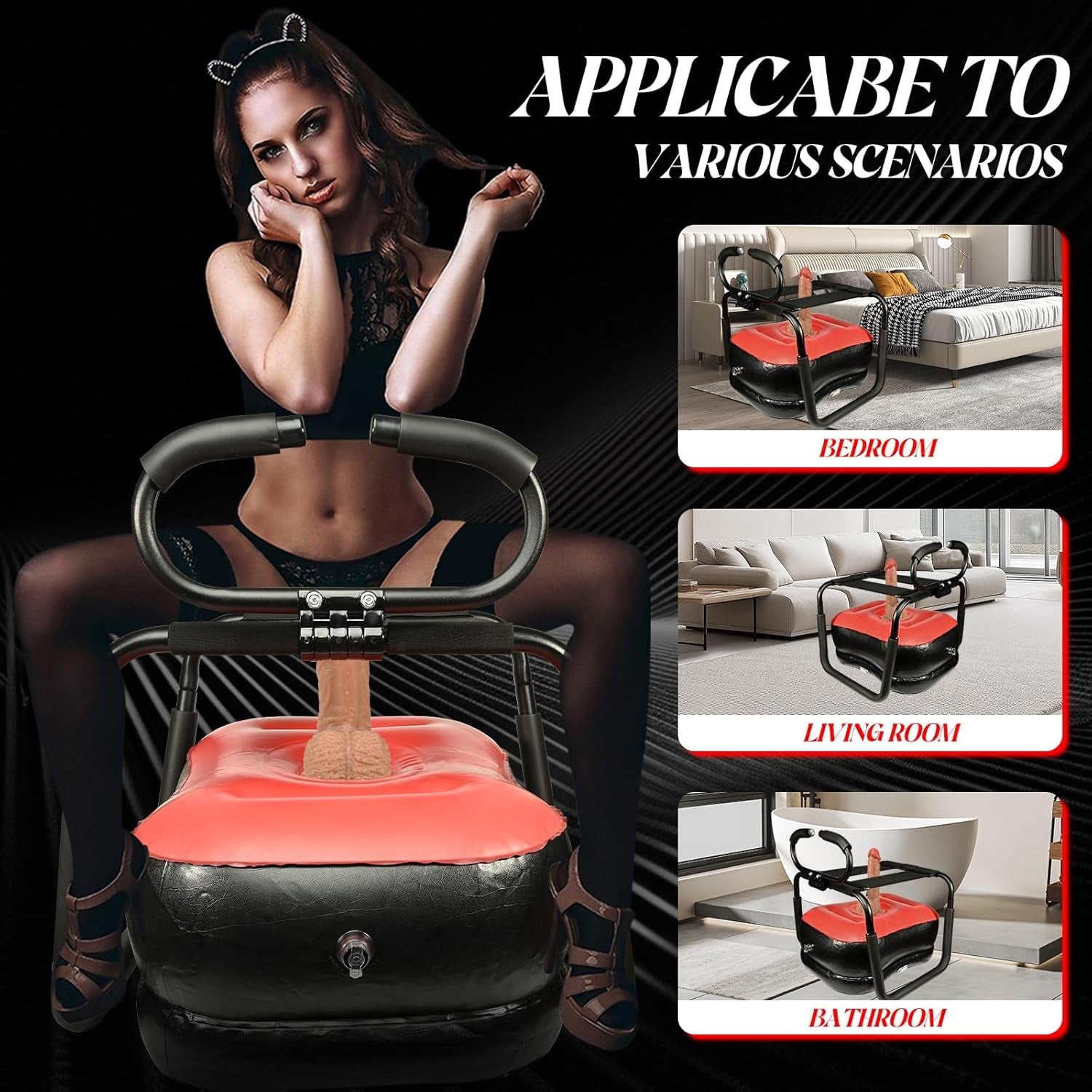 Sex Chair with Dildo Adjustable Handrail, Inflatable Sex Bench for Couples, G-Spot Sex Positioning, Portable Adult Furniture for Bedroom Fun Weightless Position Sex Bench for Couples