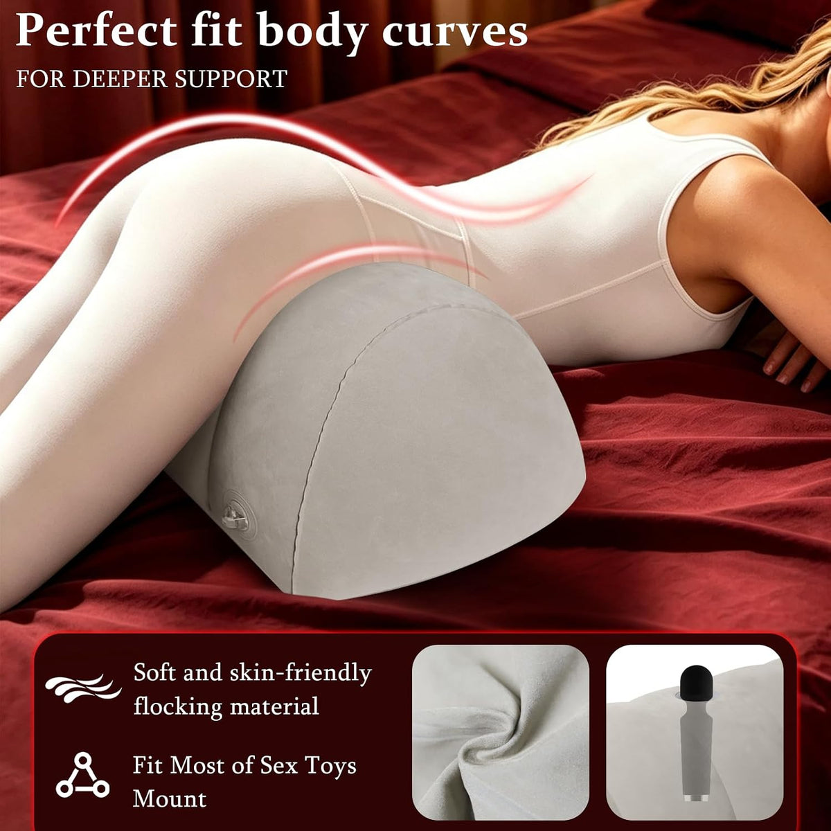 NightPitch Inflatable Sex Pillow with Dildo Mount and BDSM Cuff Kit