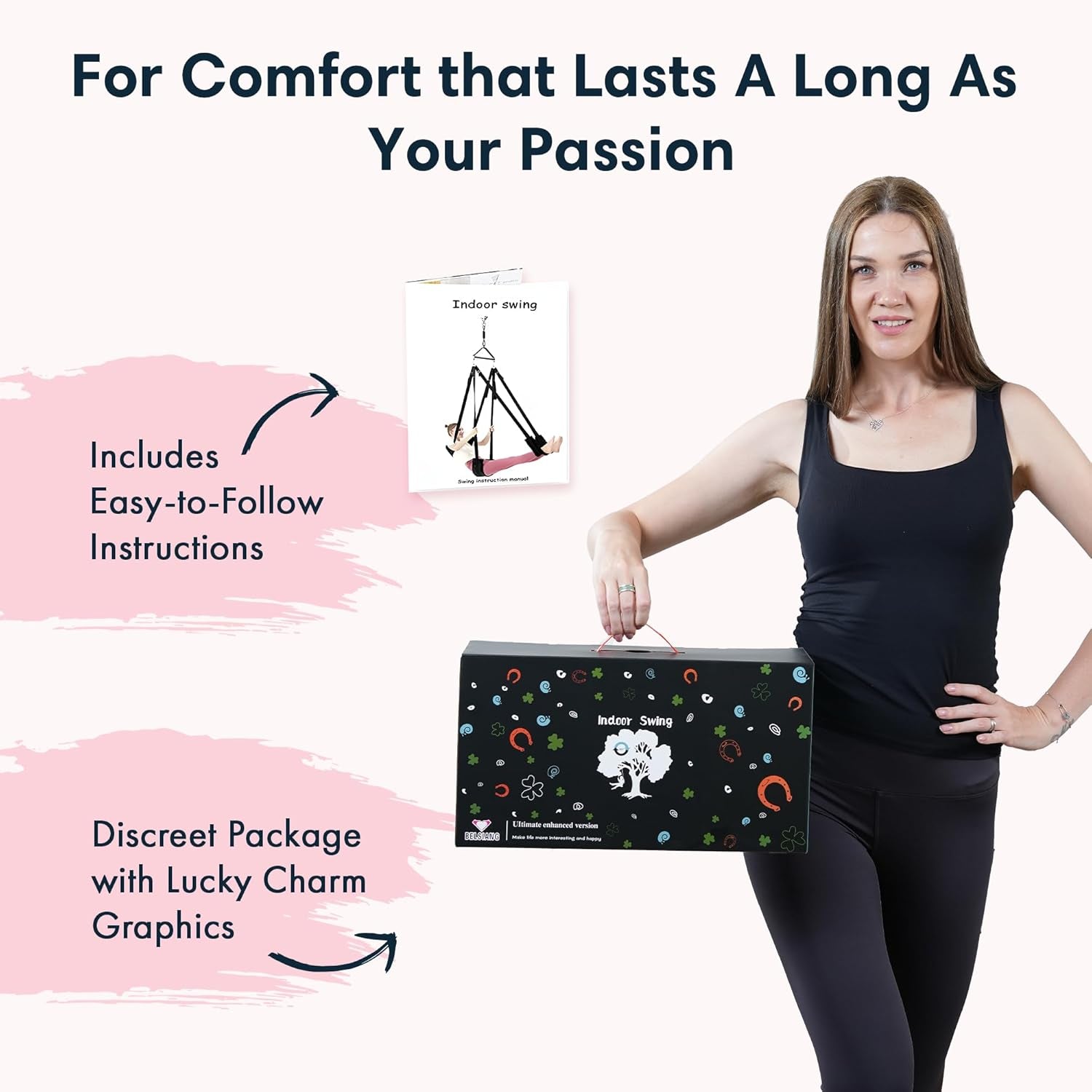 Adult Sex Swing,360 Degree Spinning Ceiling Indoor Swing, Sex Swivel Sling Set with Premium Paint Stand and Widened Thick Comfortable Toys for Couples(Ultimate Enhanced)