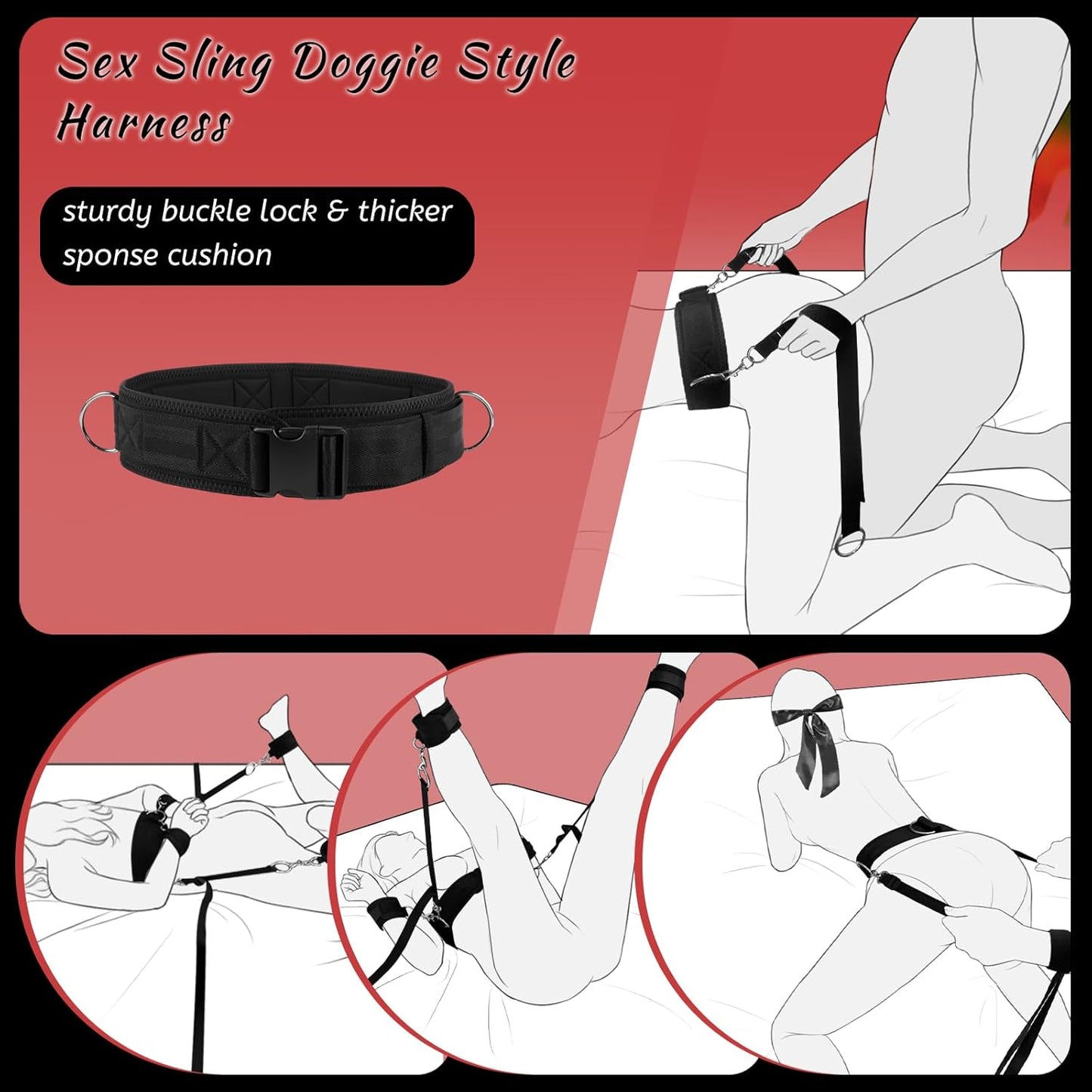 DarkLace BDSM Bed Restraint Sling Kit