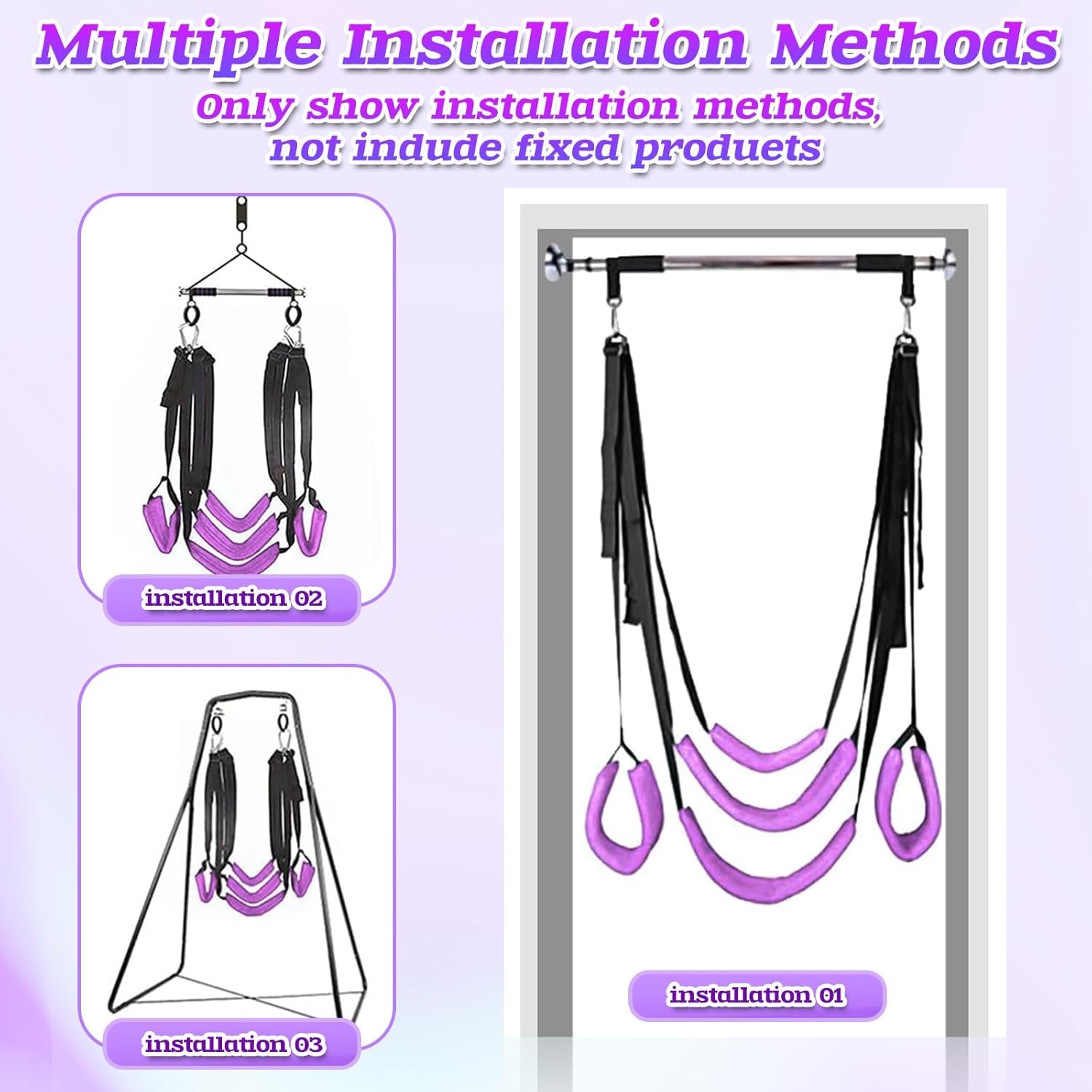 Sex Swing BDSM Sex Toys for Couples - Enhanced Ceiling & Door Sex Swings with Widened Neck Lumbar Hip Pads, Bondage Restraints Adult Toys with Adjustable Sex Straps, Holds up to 300 Lbs