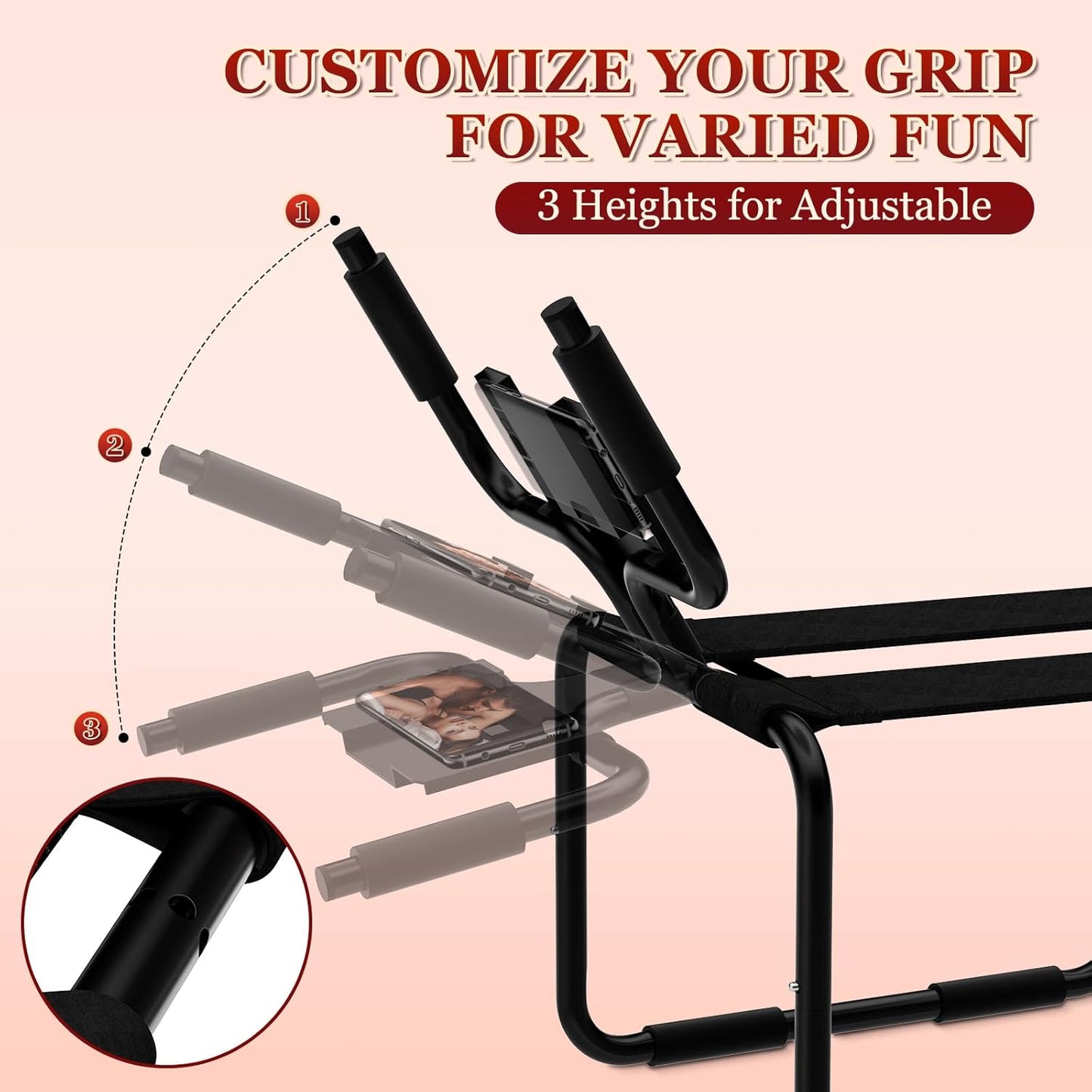 Multifunction Sex Position Enhancer Chair, Sex Stool with Adjustable Handrail&Phone Stand, Easy to Assemble, 350Lbs Weight Capacity, Sex Position Aid Bounced Sex Toys Furniture for Couples Women Men
