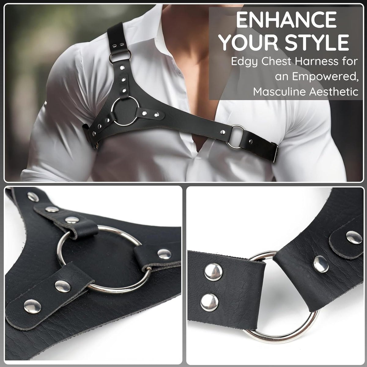 CleanCut Men's Leather Chest Harness | BDSM Body Harness