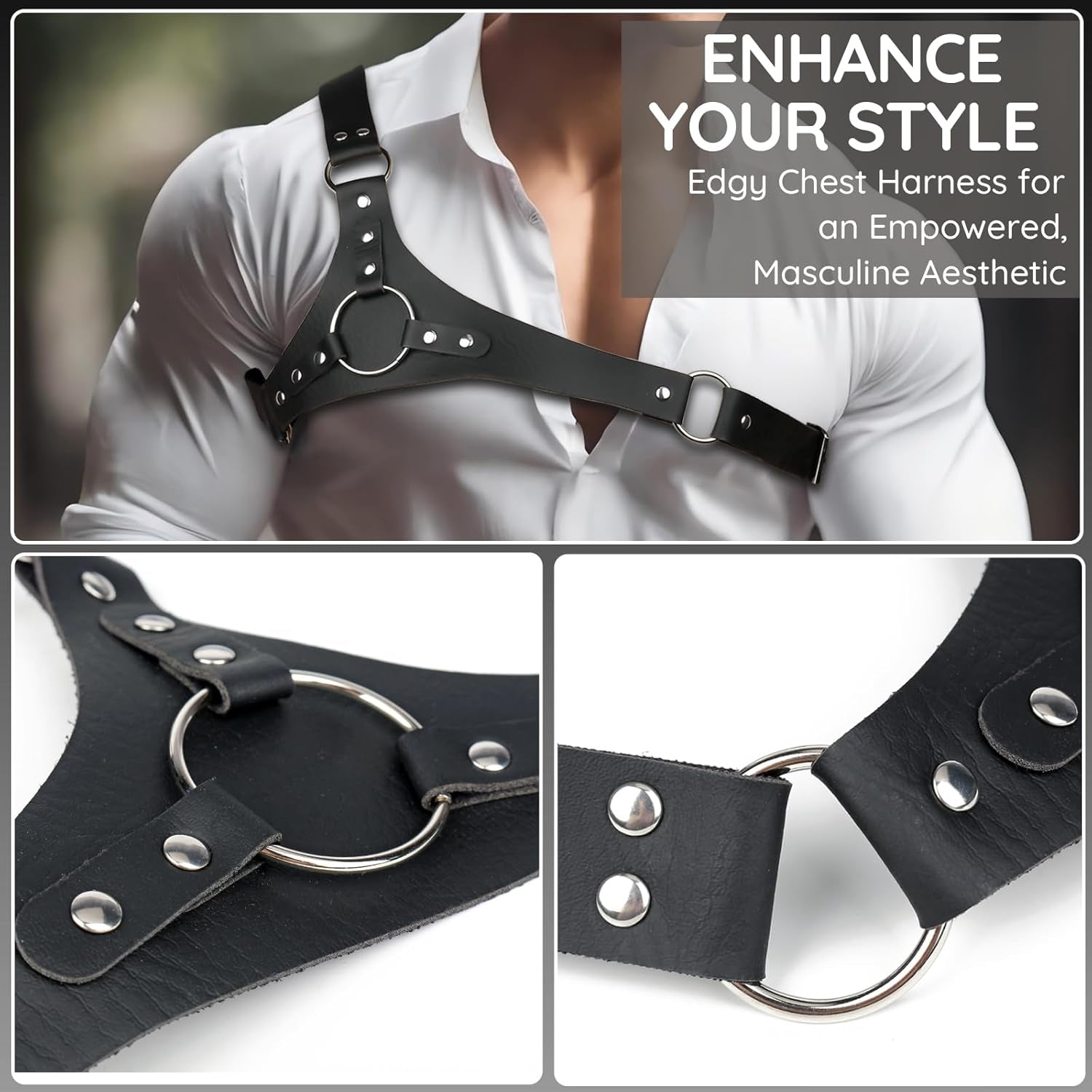 CleanCut Men's Leather Chest Harness | BDSM Body Harness