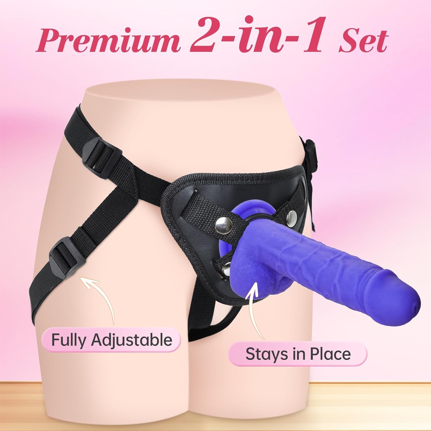 AmethystBond Liquid Silicone Strap-On Kit | Suction Cup, 2-in-1