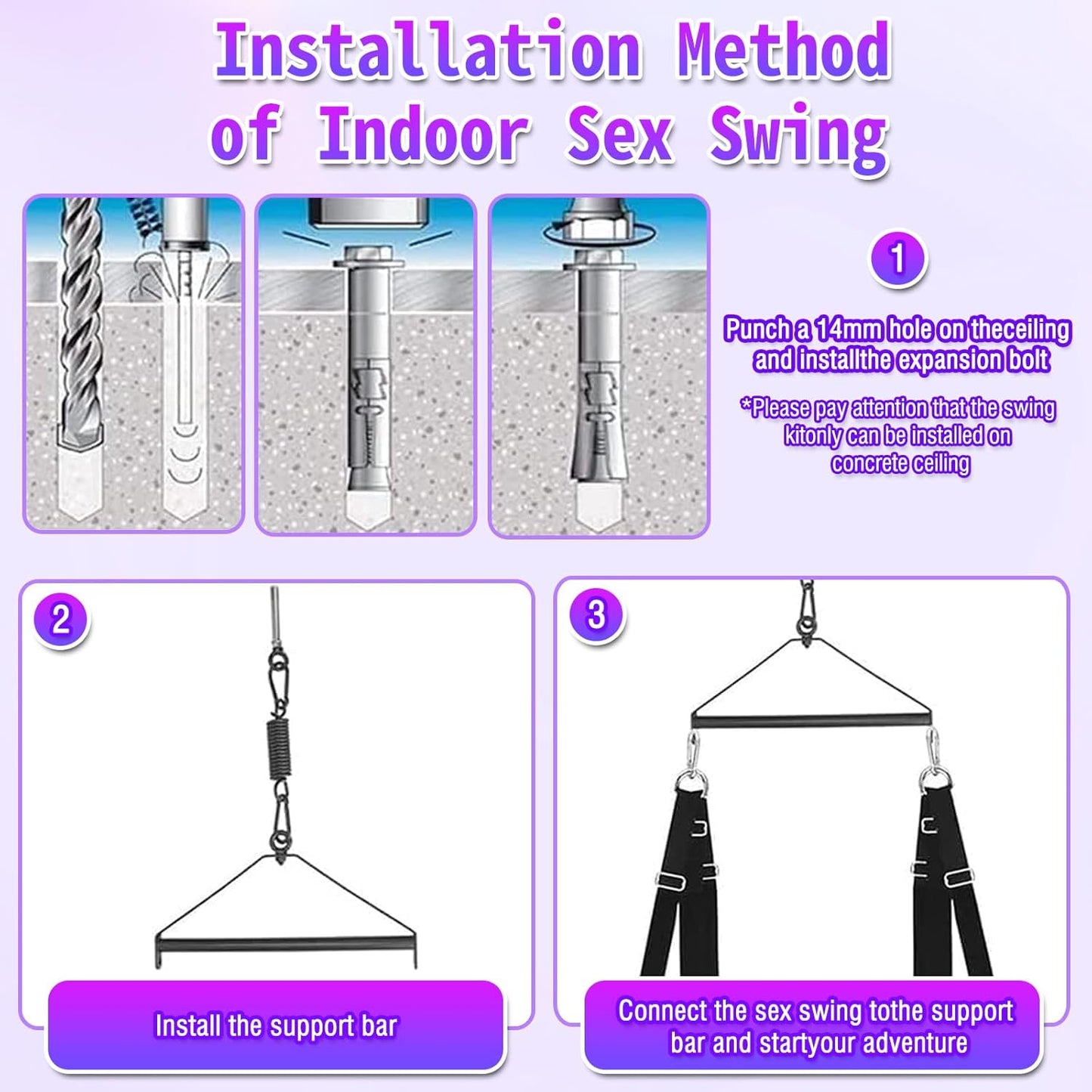 Sex Swing 360° Spinning Indoor Ceiling Sling with Widened Comfortable Seat, BDSM Sex Swings with Premium Paint Stand Adjustable Nylon Straps Strong Metal Hardware, Adult Sex Toys for Couples