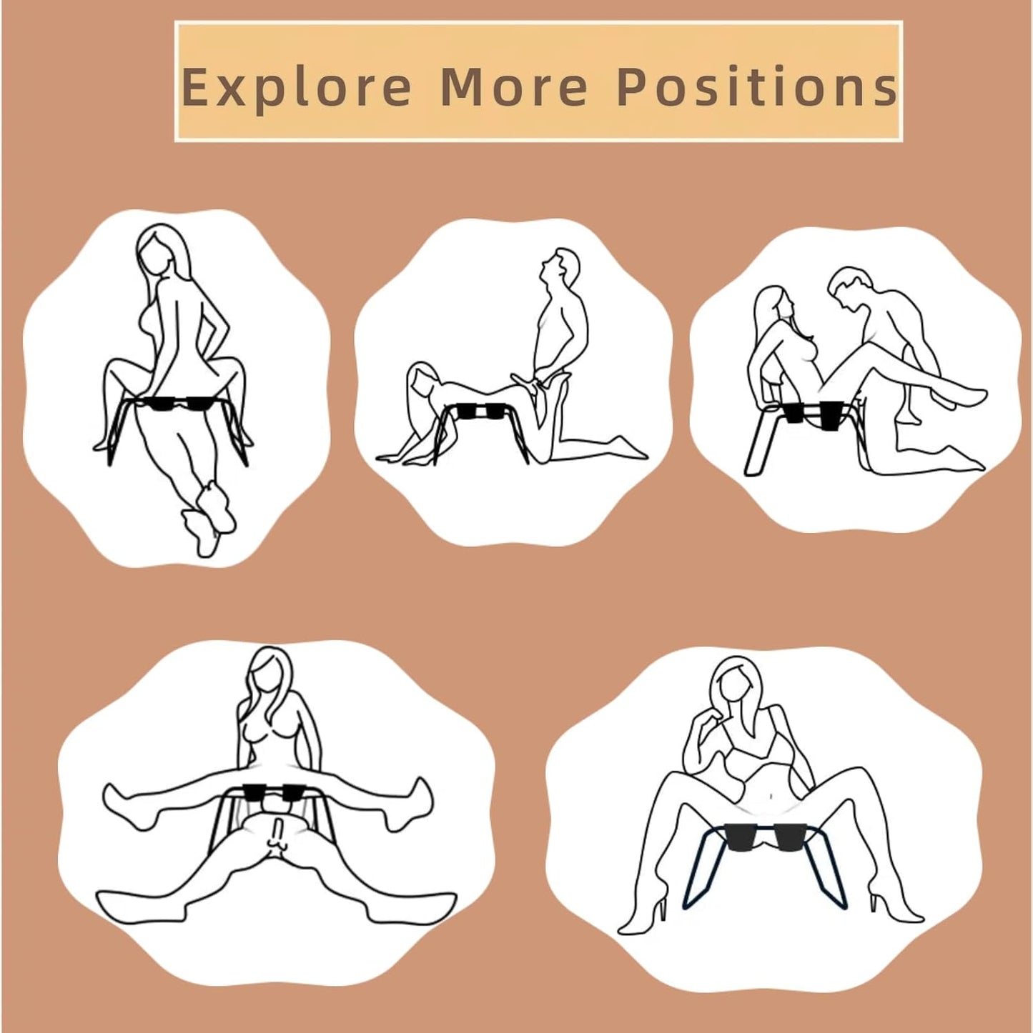 Sex Chair Multifunction Sex Position Enhancer Chair，Easy to Assemble，350 Lbs Weight Capacity, Portable & Adjustable Novelty Toy for Couples for Multiple Positions