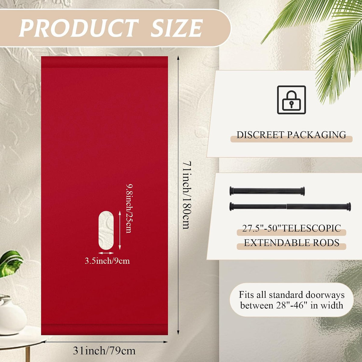 CrimsonPartition Adjustable Glory Hole Doorway Kit in Satin, Red
