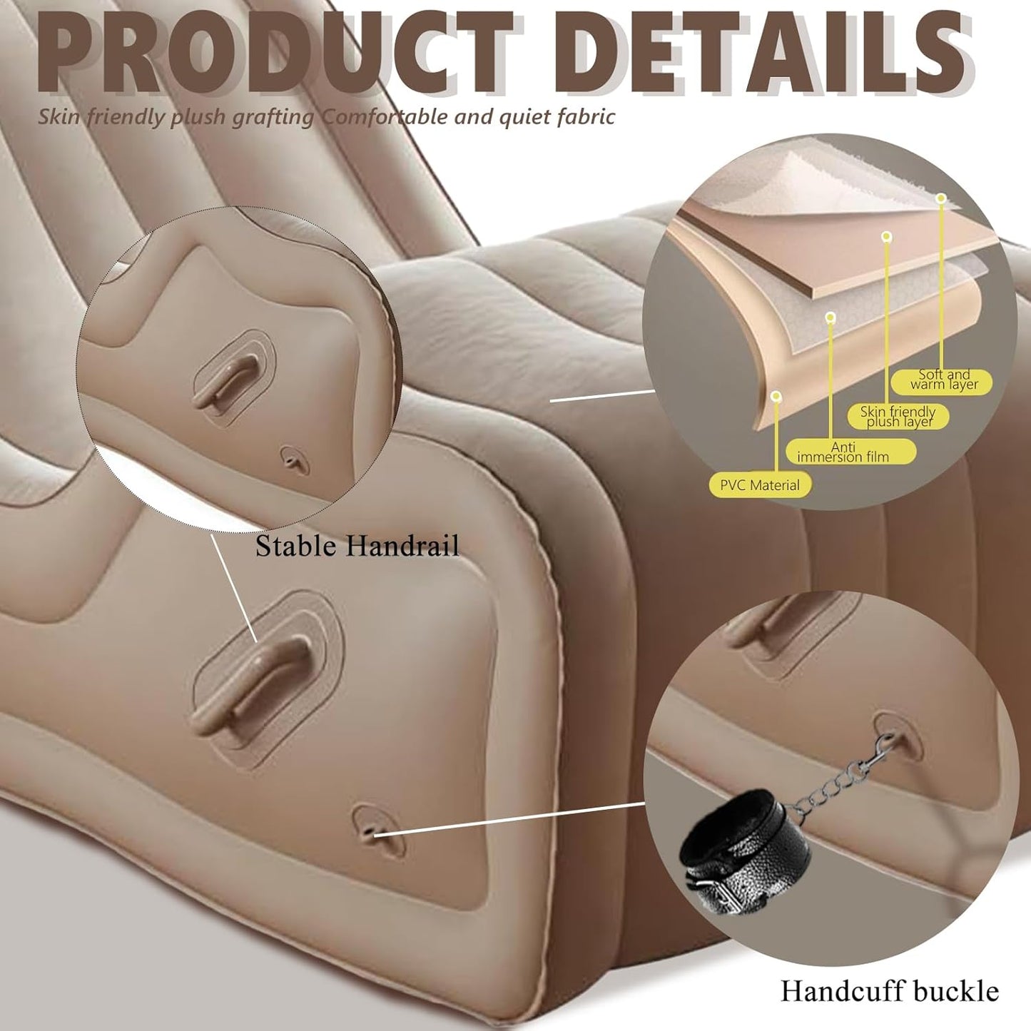 Automatic Inflatable Sex Sofa for G Spot Positioning, Built-In Air Pump Bondage Chair, Adult Sex Furniture for Couples, BDSM Positioning Cushion BDSM Position Pillow Ramp Cushion Adult Sex Toys