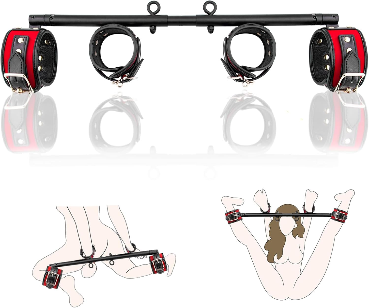 CaptiveSteel Locking BDSM Spreader Bar & Cuffs