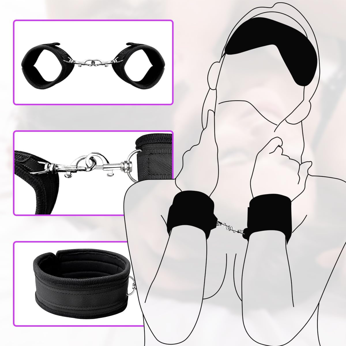 CollarLock Neck to Wrist BDSM Restraints Kit