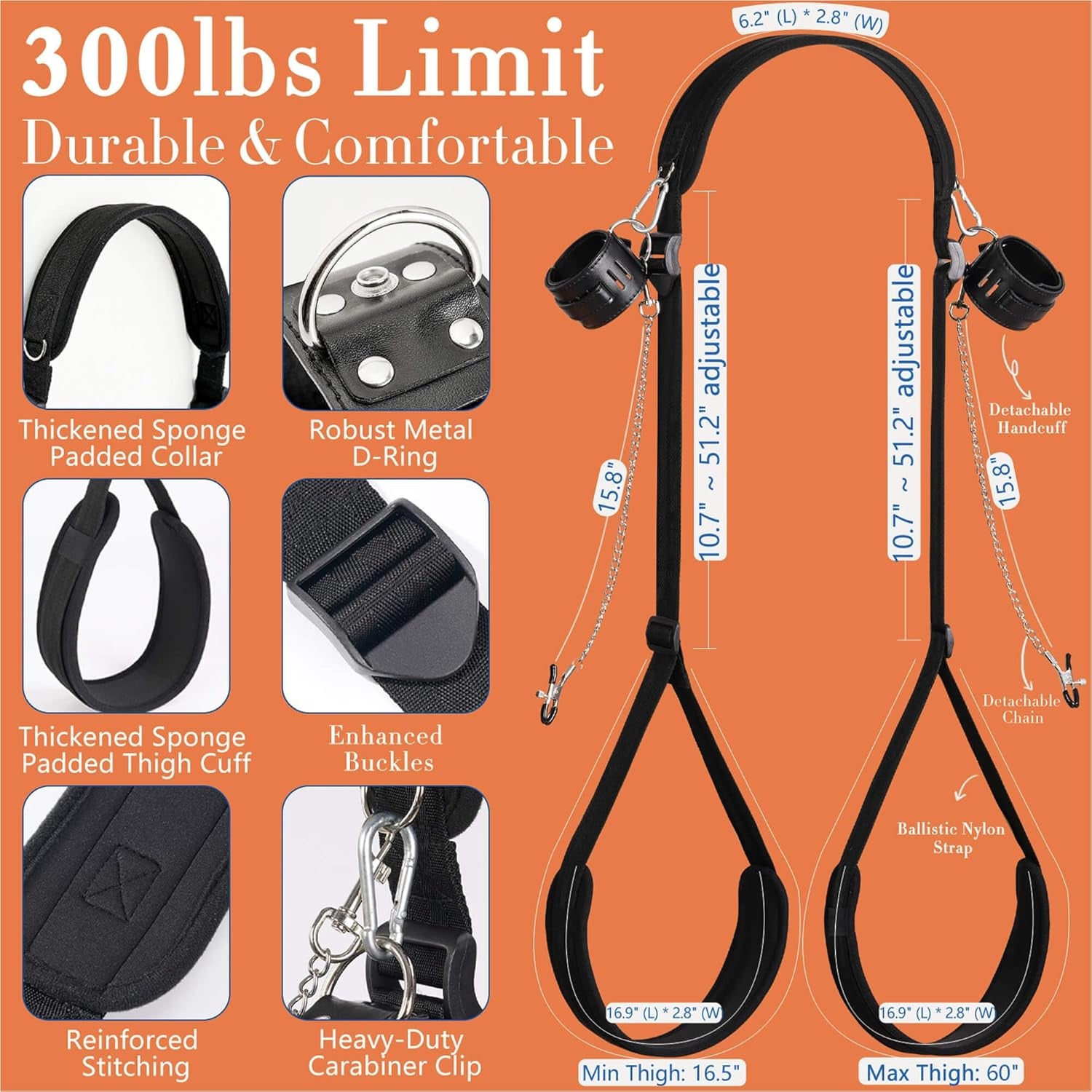 ChainSway BDSM Sex Sling with Nipple Clamps