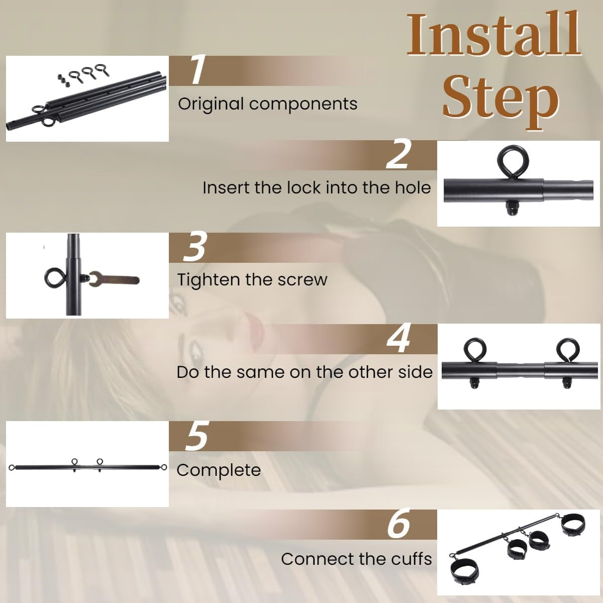 IronReign BDSM Spreader Bar, Cuffs & Collar Set