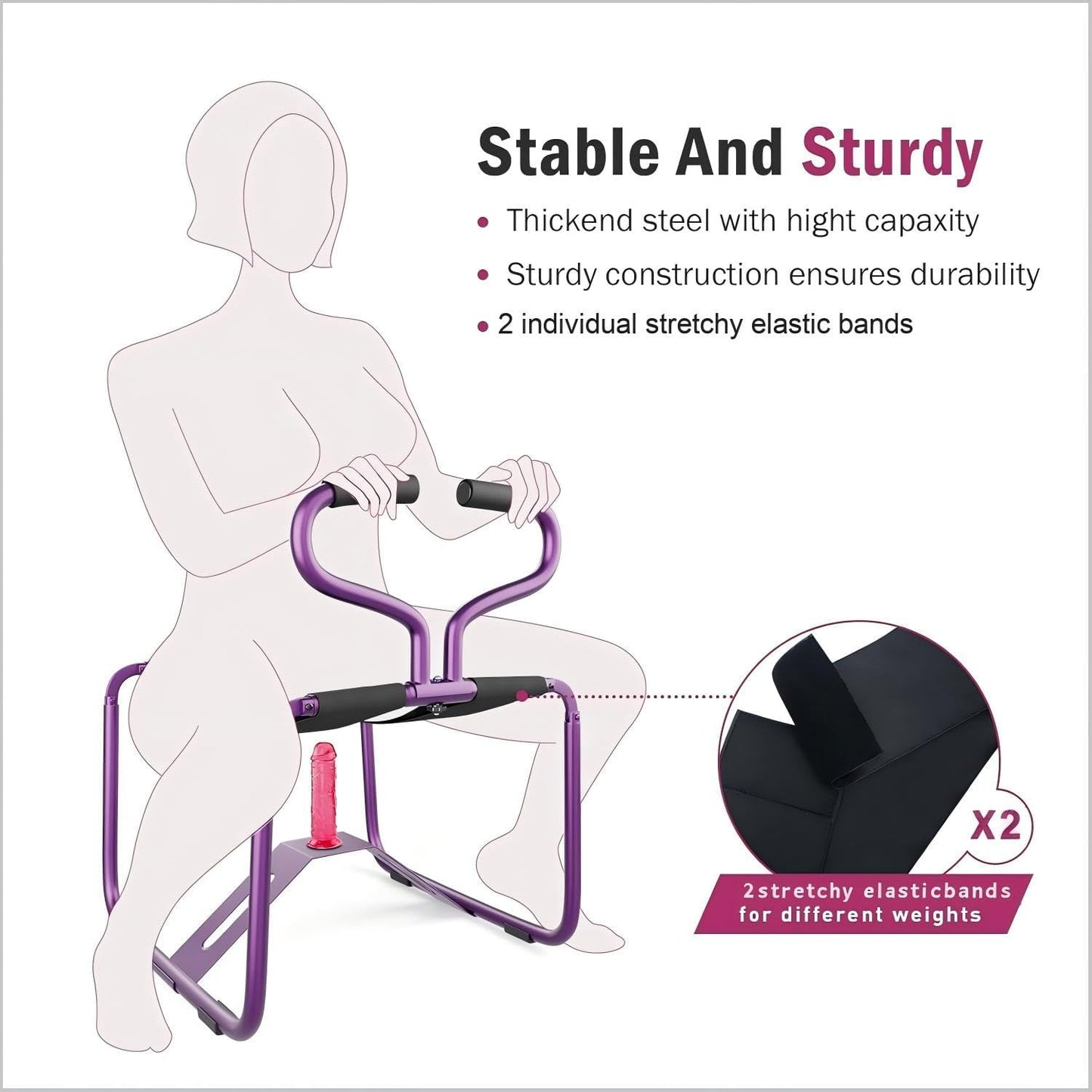 TiltMuse Purple Bouncing Sex Chair With Handrails & Dildo Mount
