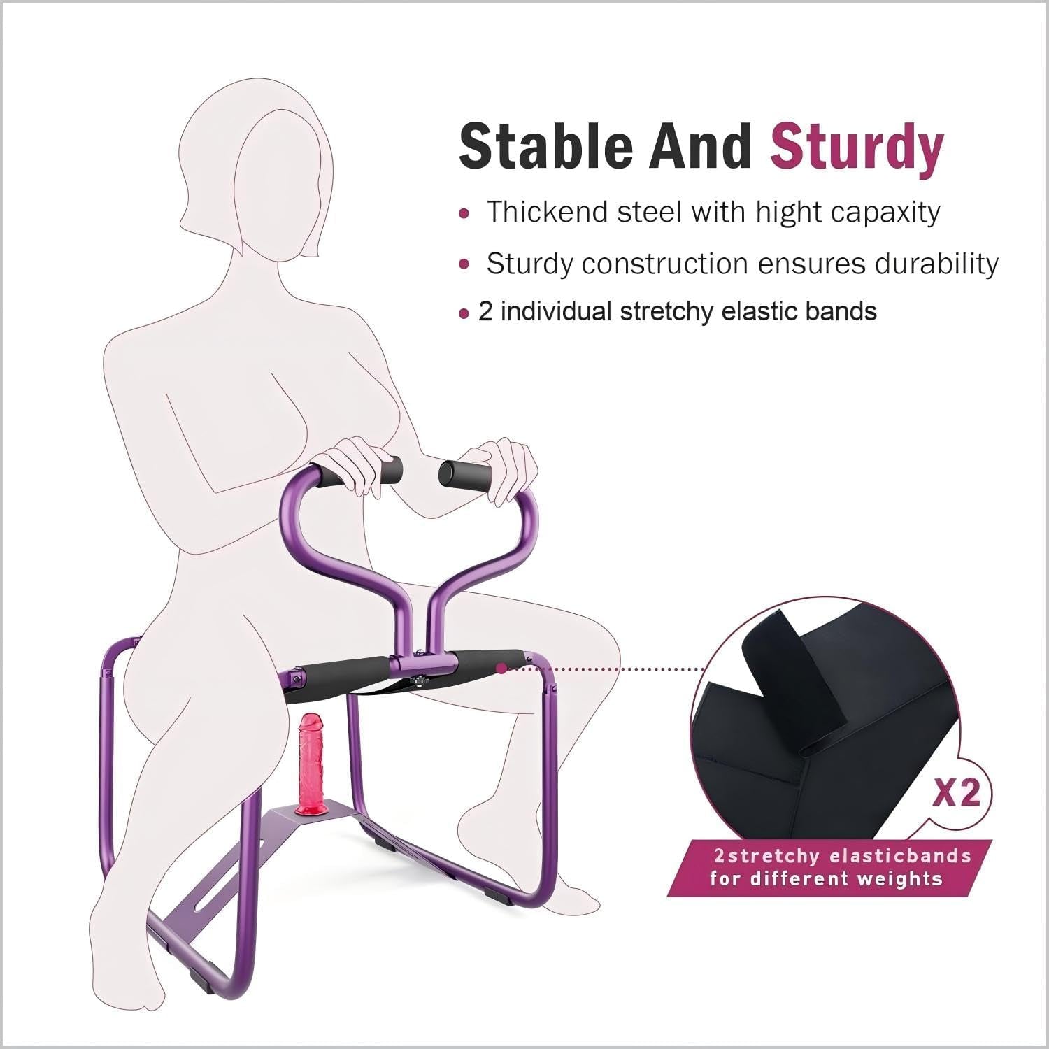 TiltMuse Purple Bouncing Sex Chair With Handrails & Dildo Mount
